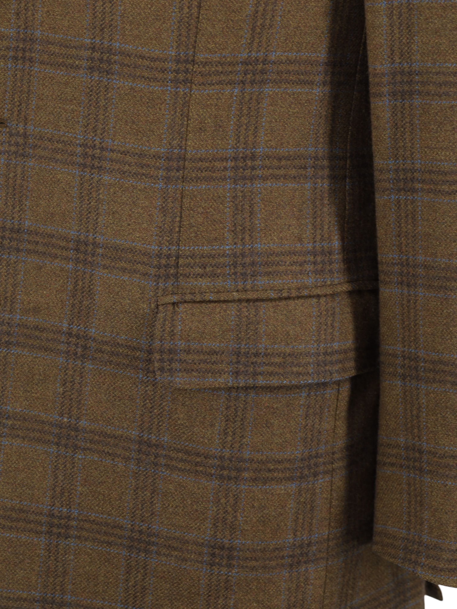 Brioni Brown & Light Blue Pure Wool Overcheck Palatino Jacket