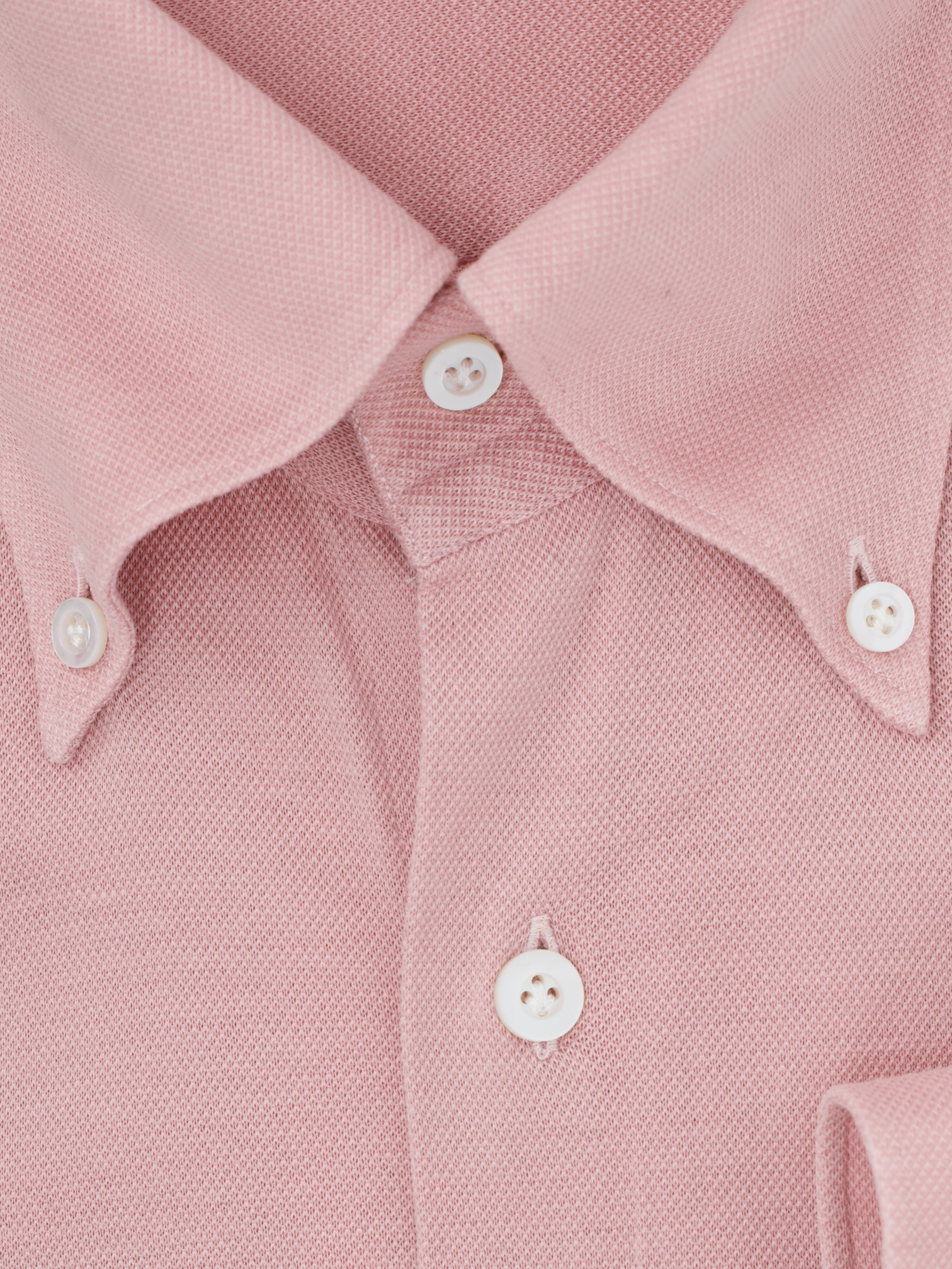 Fray Salmon Pink Cotton Piqué Knitted Button-Down Shirt