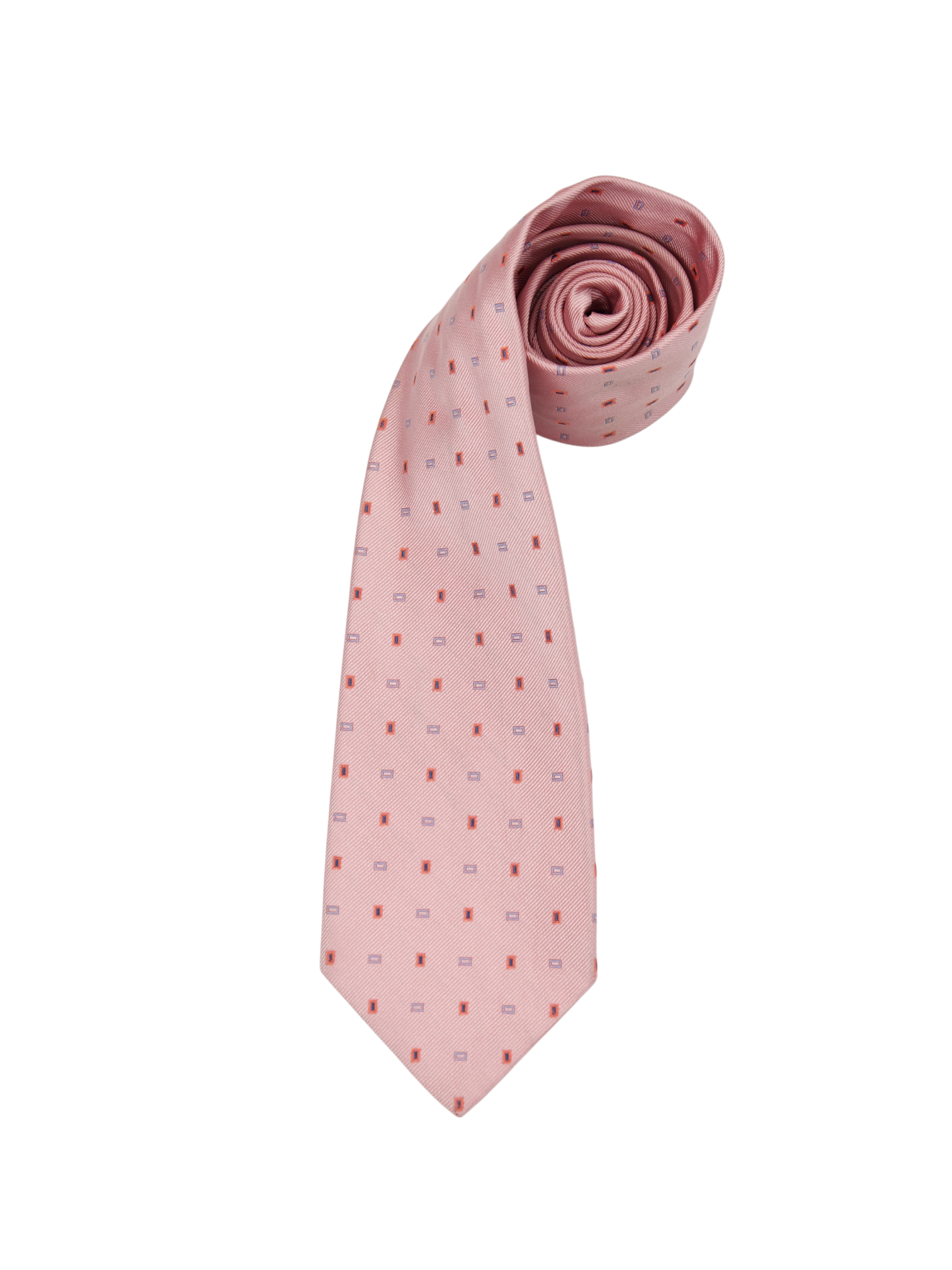 Luigi Borrelli Old-Pink 5-Fold Geometric Silk Tie