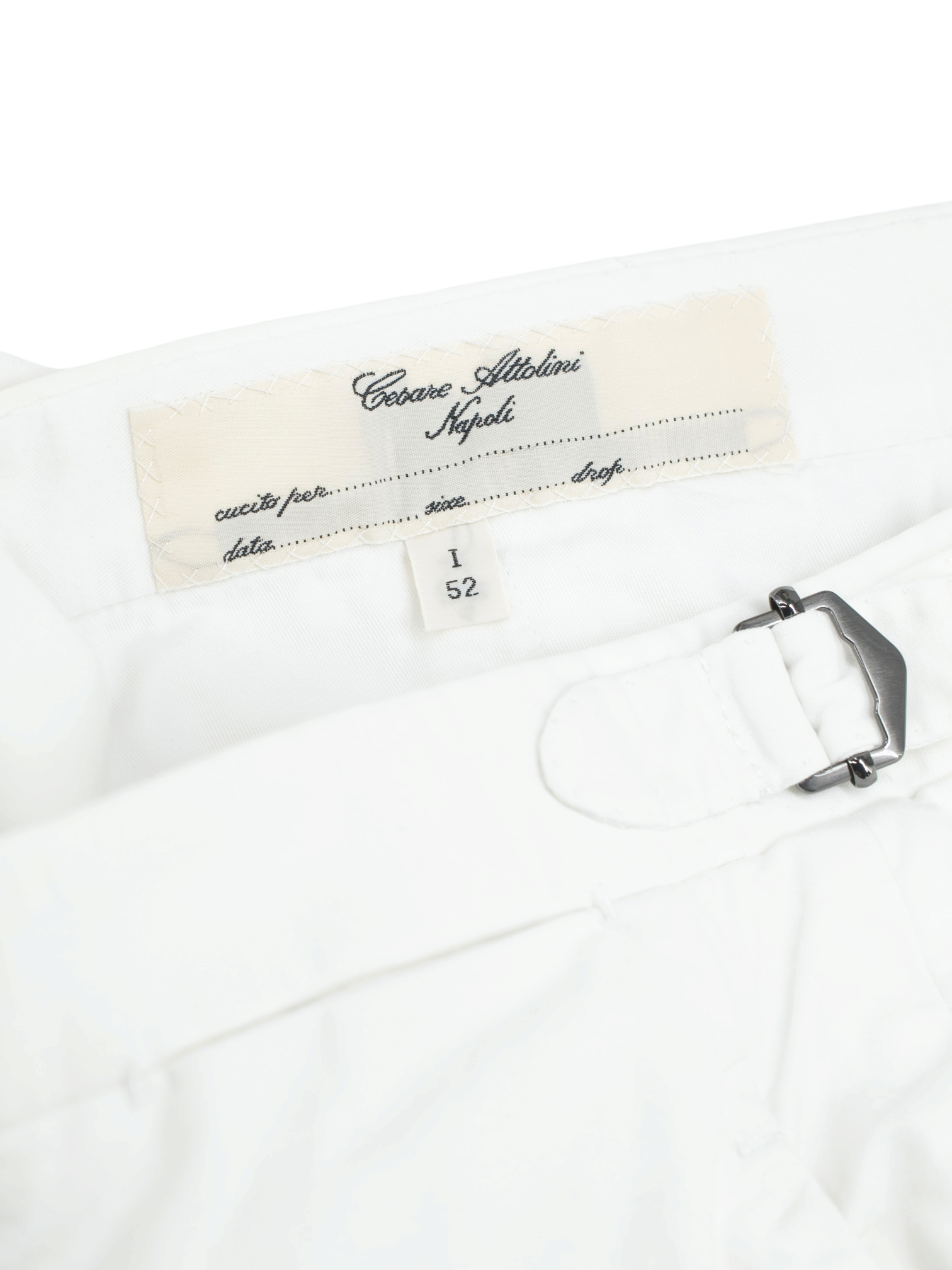 Cesare Attolini White Cotton Side-Adjuster Twill Dress Chino