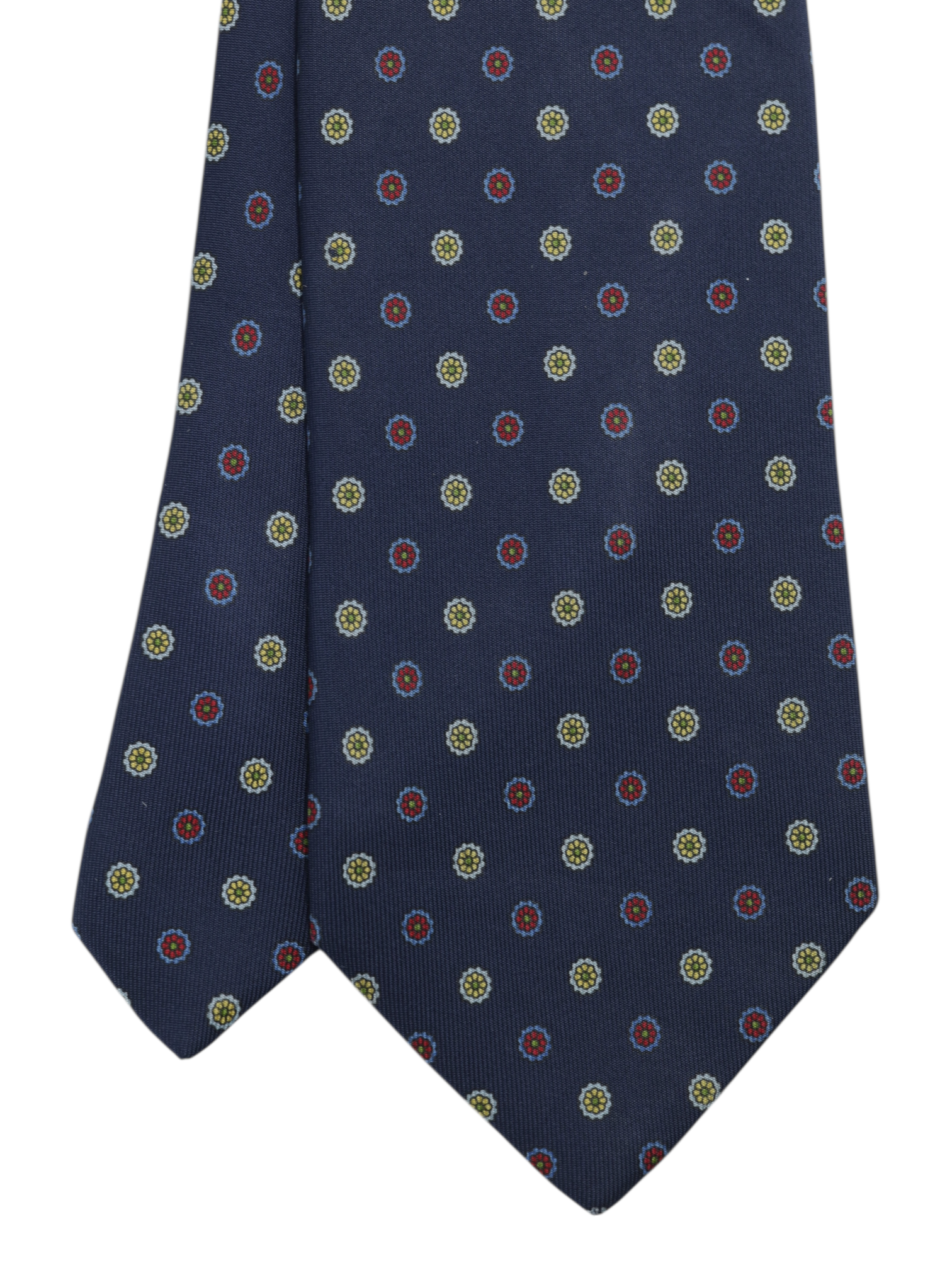 E.Marinella Dark Blue Silk Multicolor Floral Pattern Tie