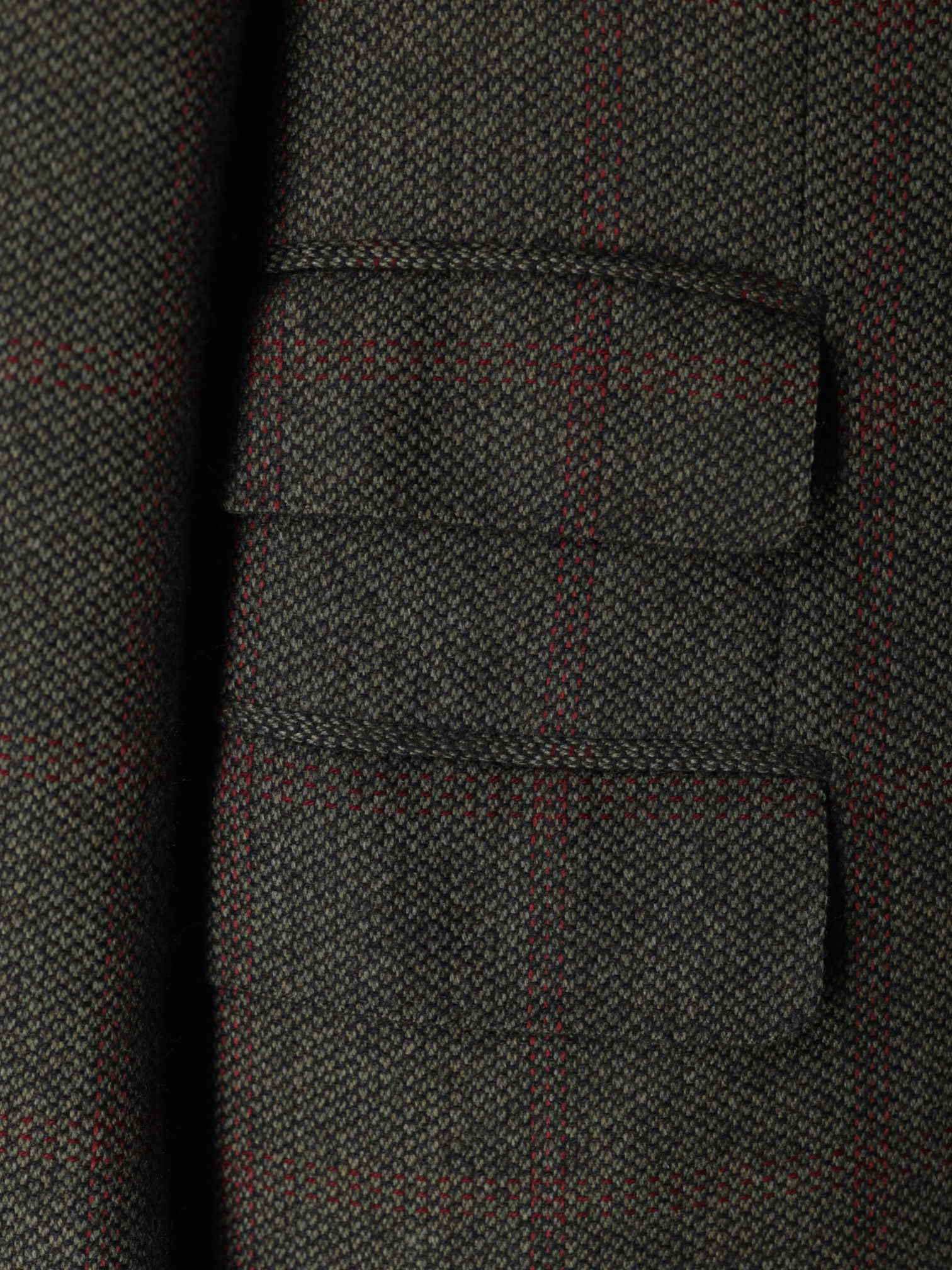 Brioni Olive Green & Red Pure Cashmere Windowpane Jacket