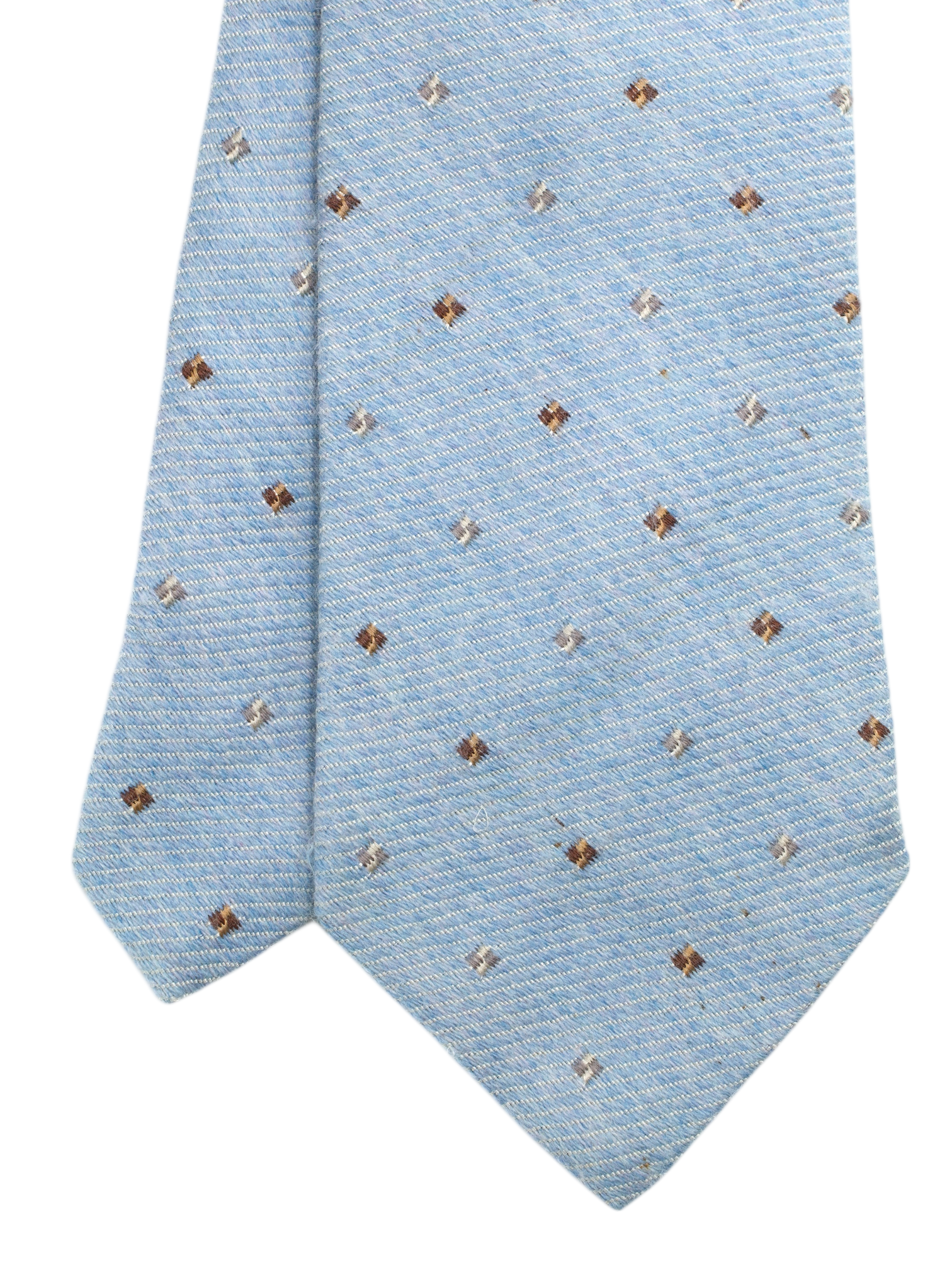 Ermenegildo Zegna Steel Grey & Brown Wool-Silk Blend Geometric Pattern Tie