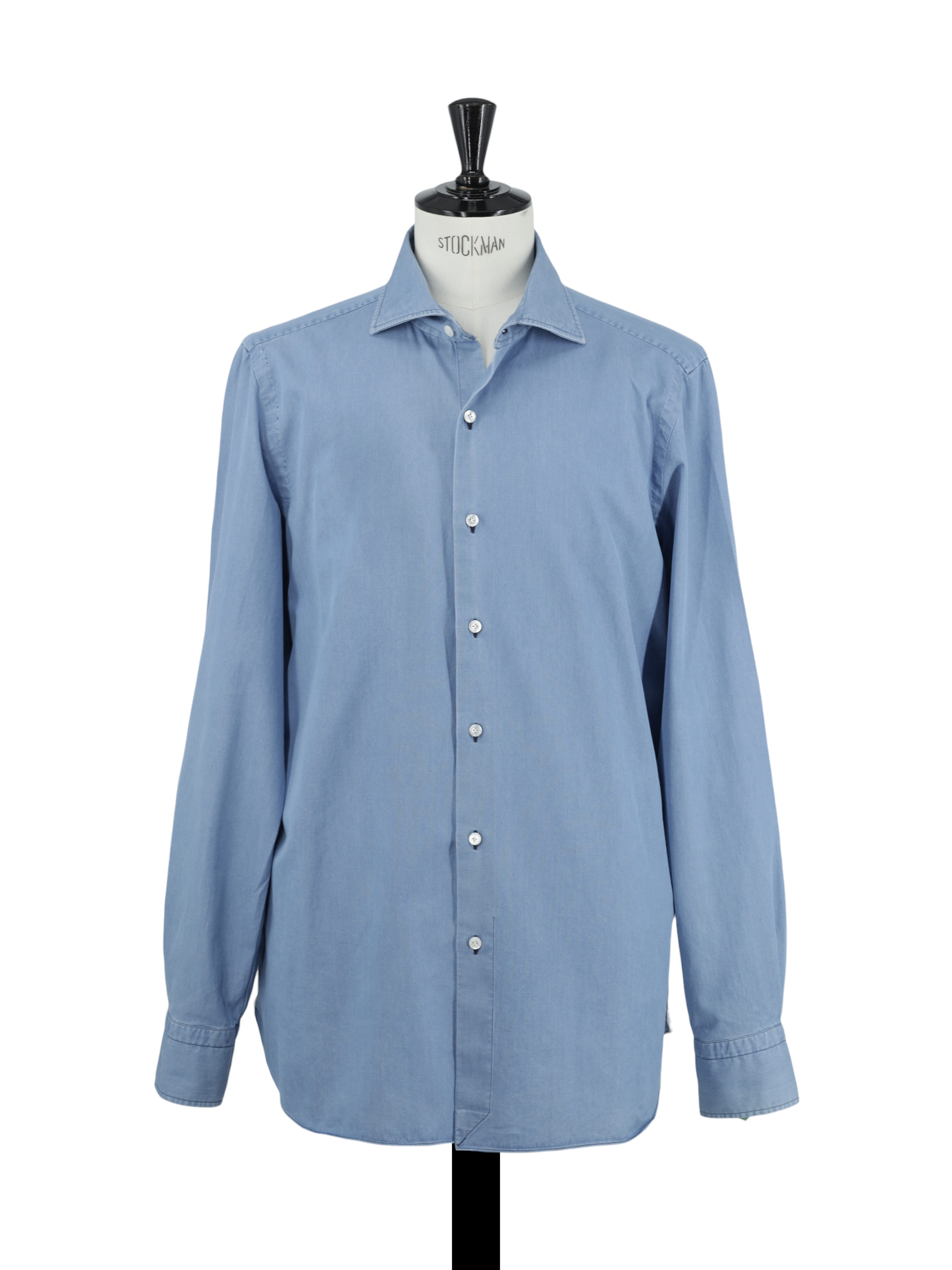 Finamore Light Blue Cotton Chambray Twill Shirt