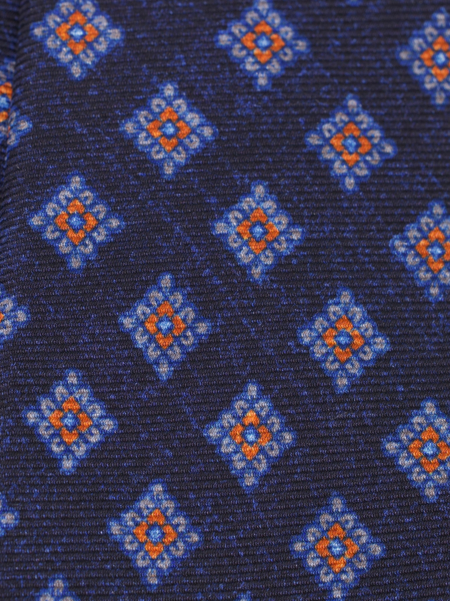 Kiton 5-Fold Blue & Red Silk Diamond Medaiilon Tie