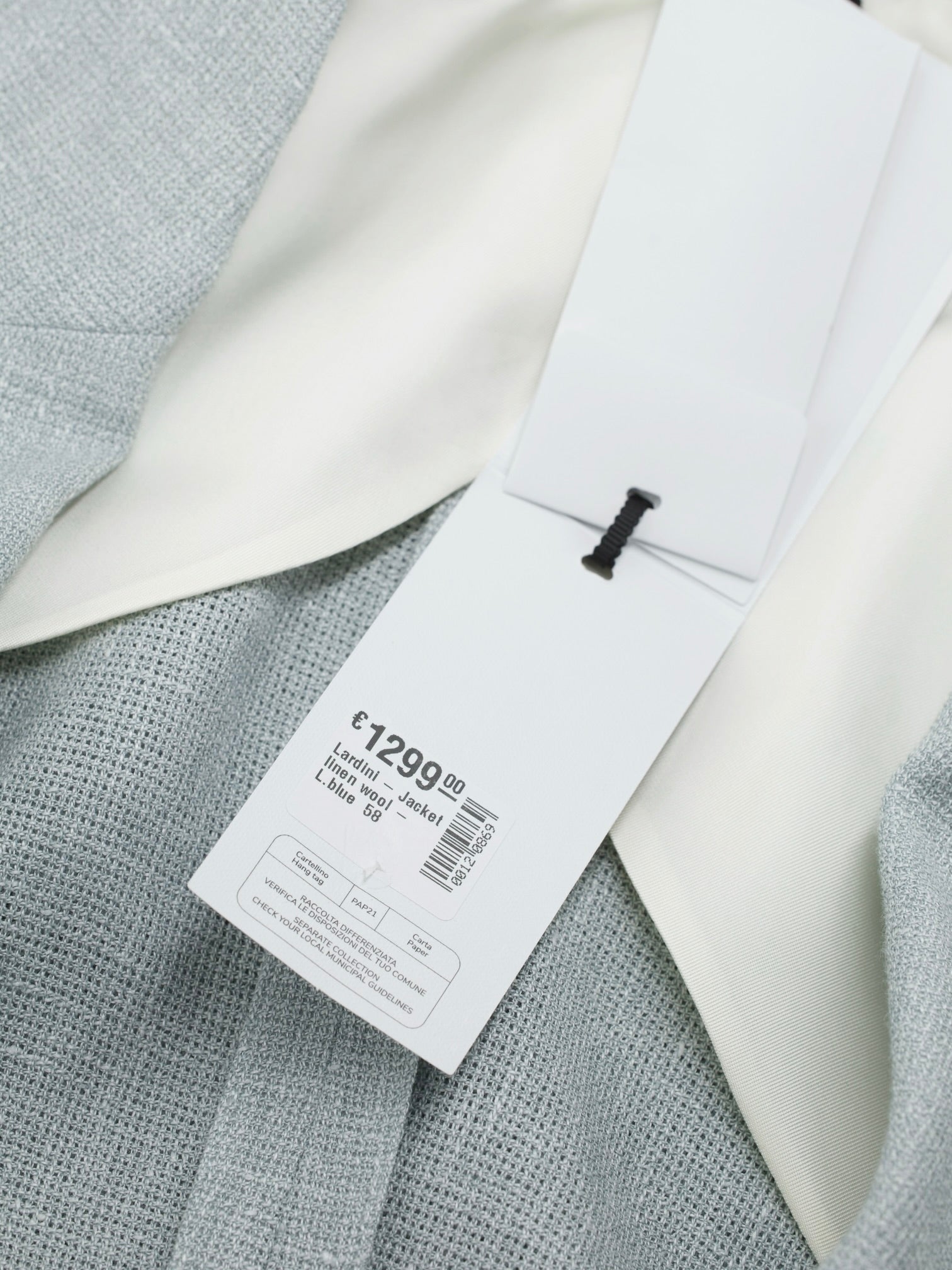 Lardini Seafoam Green Linen & Wool Hopsack Jacket