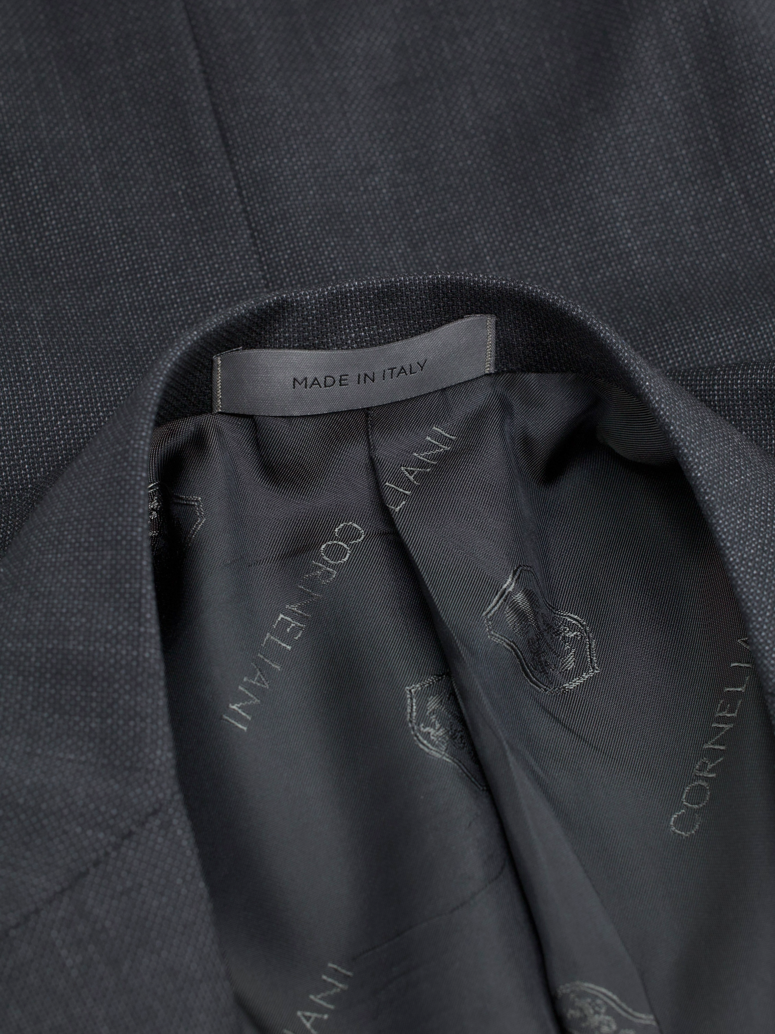 Corneliani Dark Grey Wool & Stretch Birdseye Suit