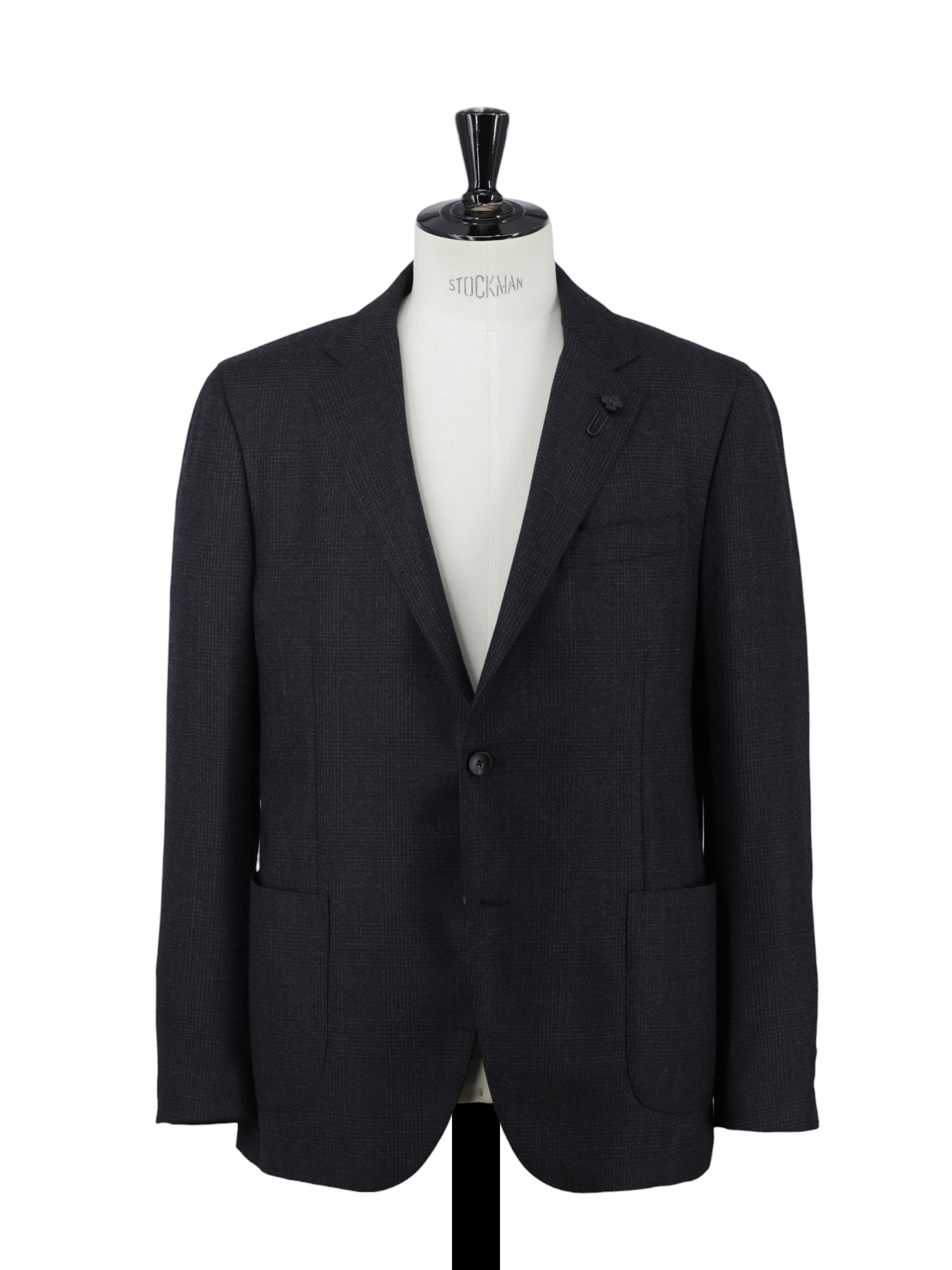 Lardini Dark Grey Pure-Wool Shadow-Check Jacket
