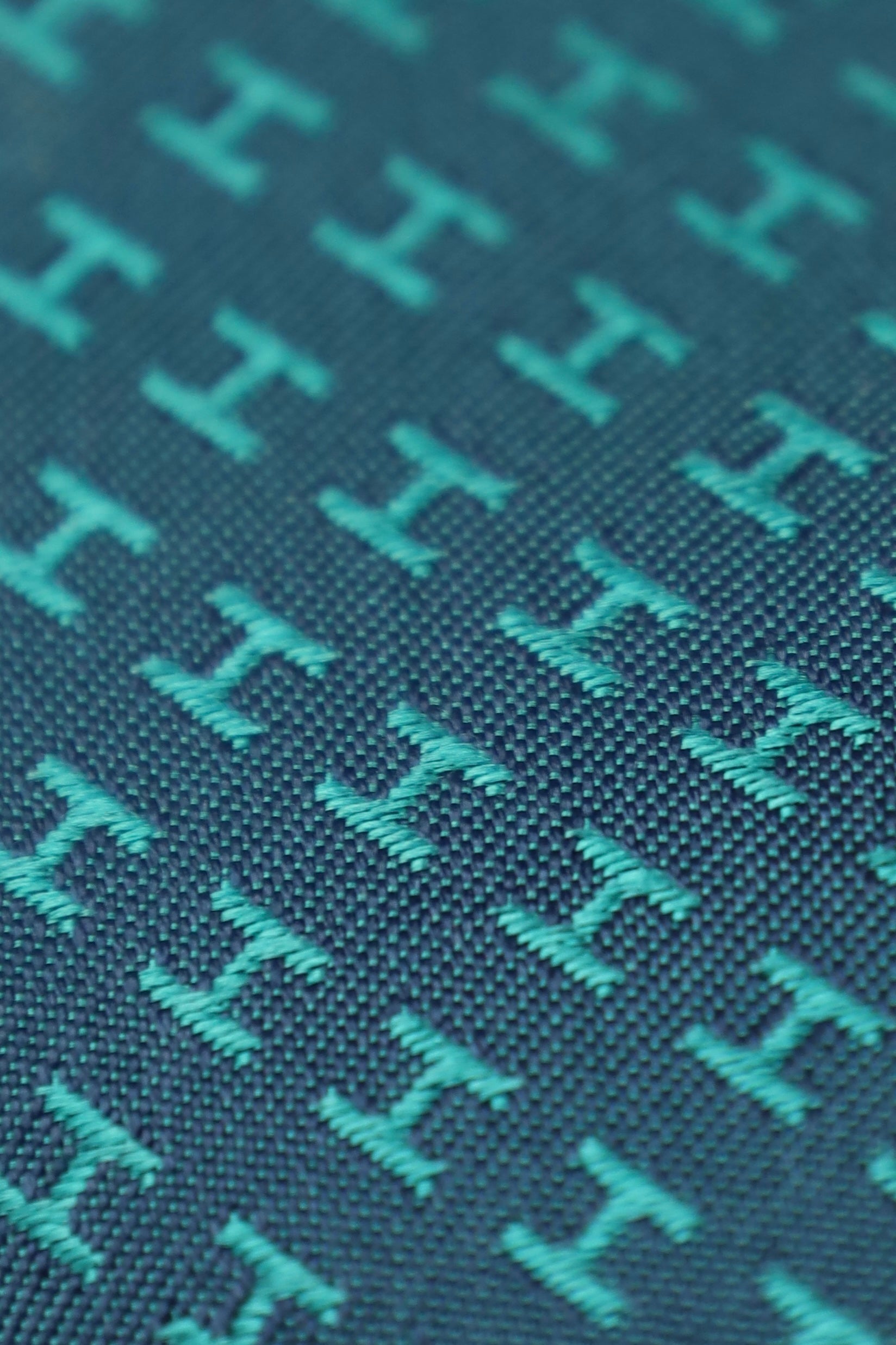 Hermès Petrol Geometric Jacquard H-Pattern Silk Tie