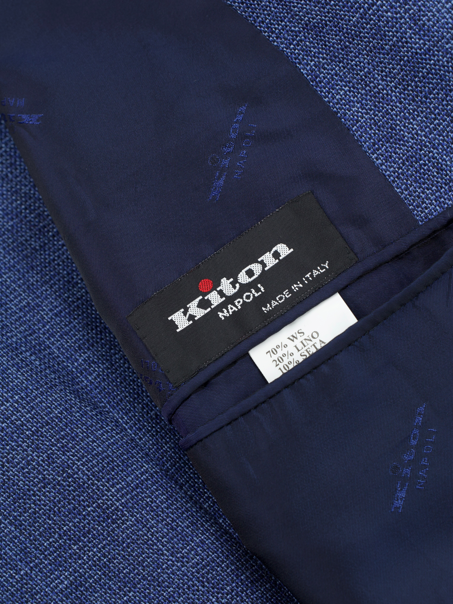 Kiton Blue Cashmere, Linen & Silk Hopsack Summer Jacket