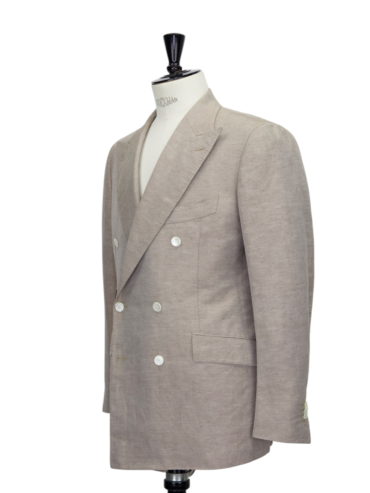 Cesare Attolini Light Brown Linen & Silk Double Breasted Jacket