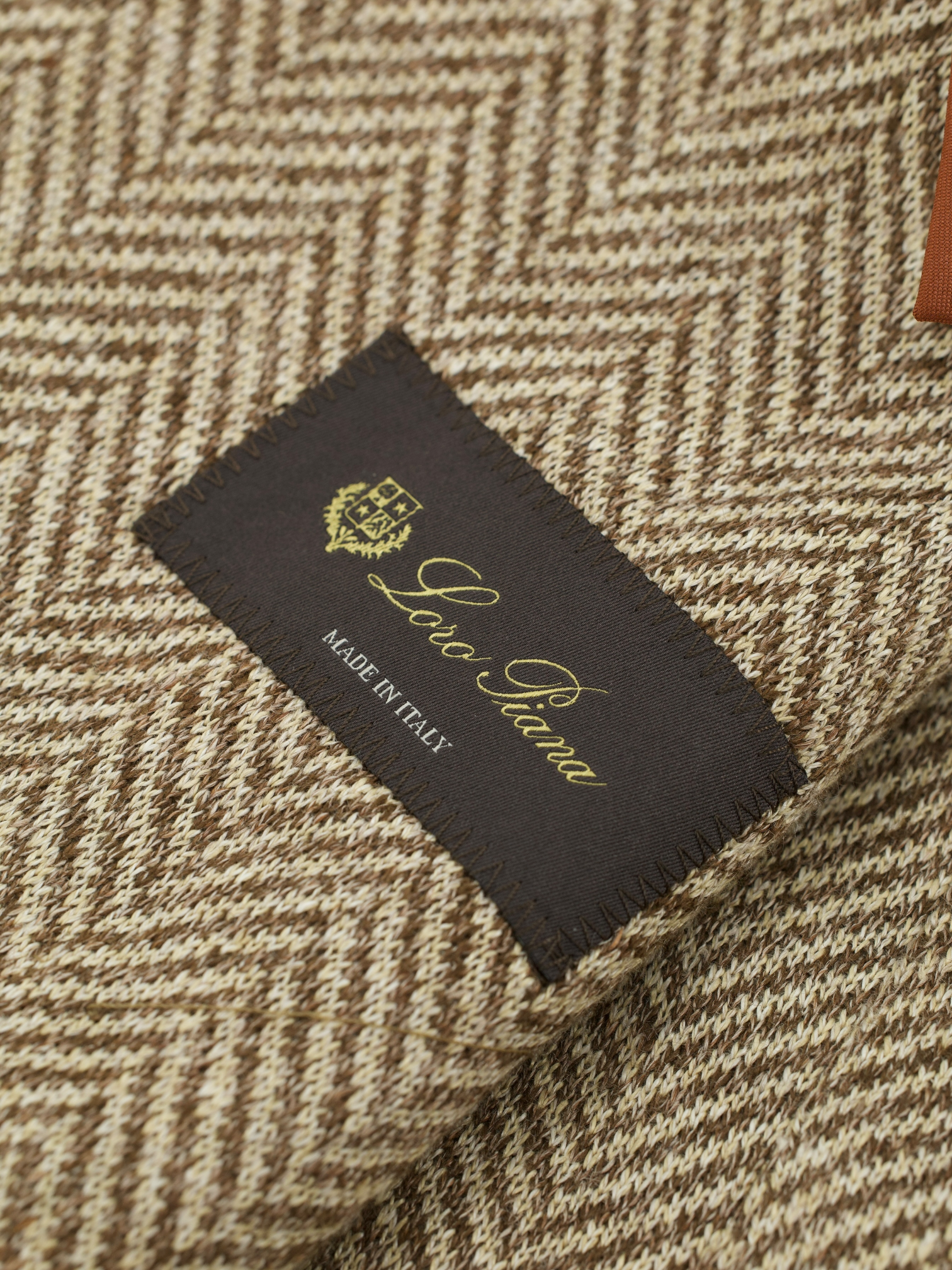 Loro Piana Brown Unconstructed Chevron Linen Herringbone Jacket