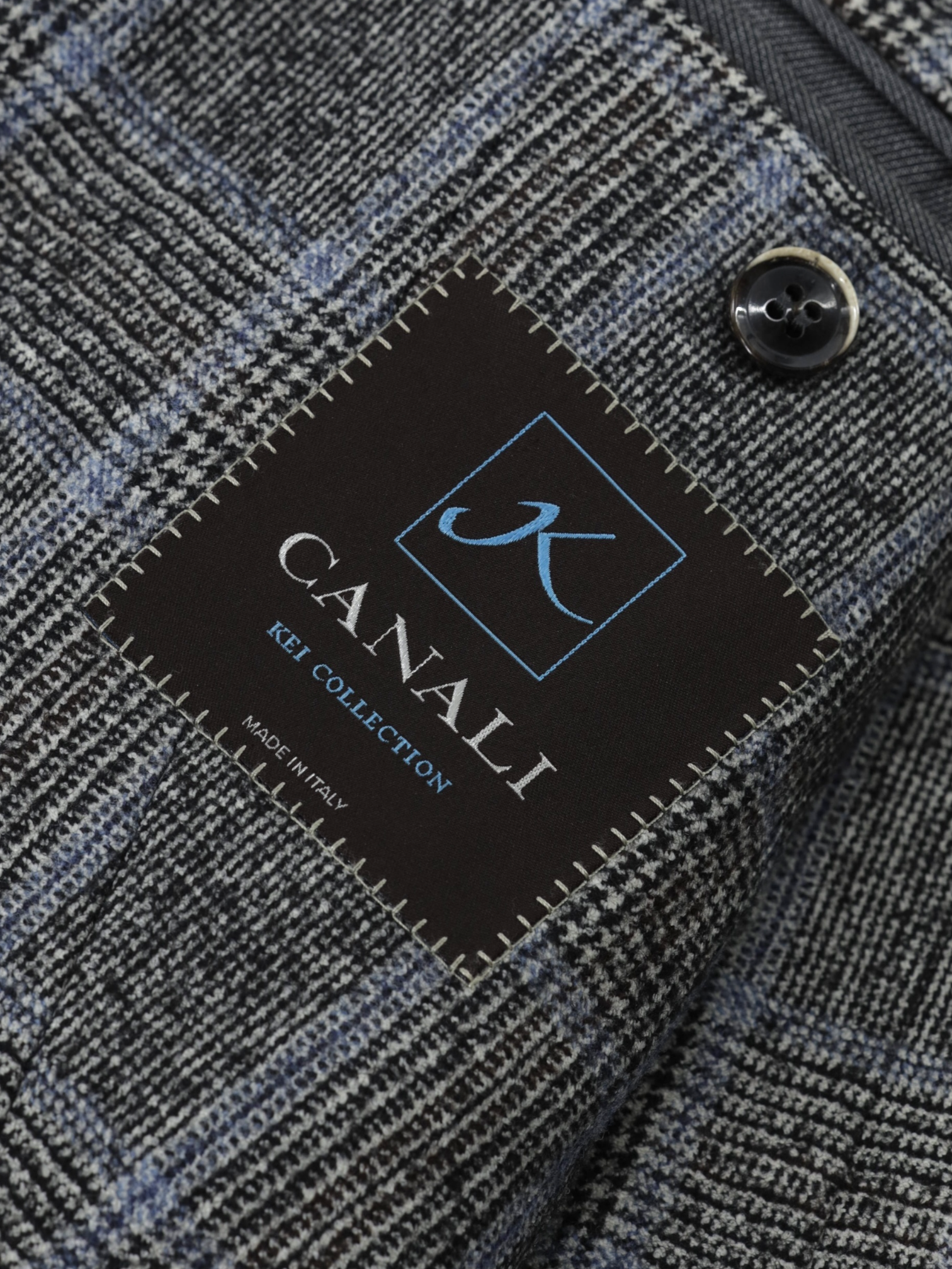 Canali Grey & Blue Worsted Wool-Flannel Prince of Wales "Kei" Jacket