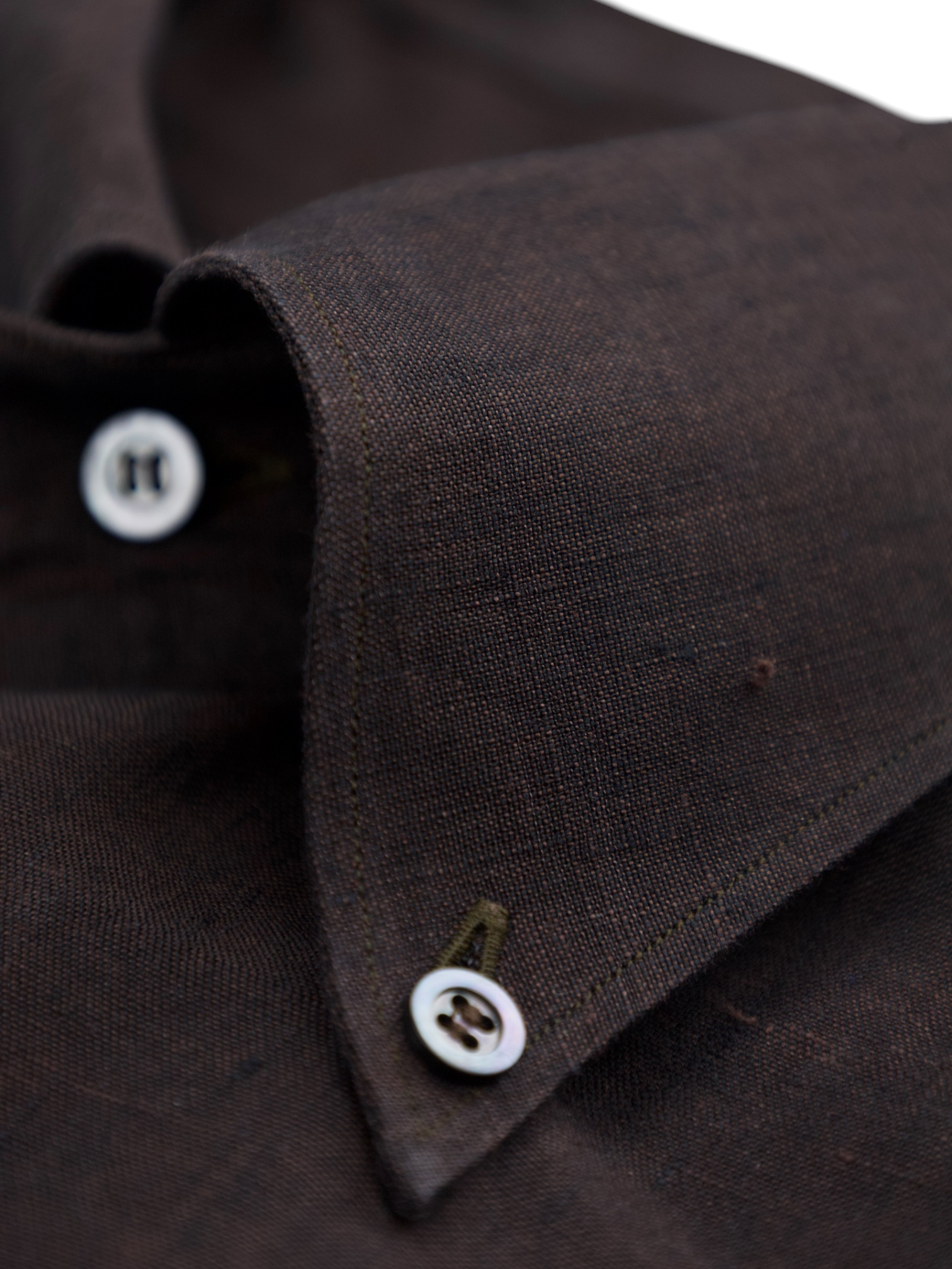 Fray Chocolate Brown Linen Button-Down Collar Shirt