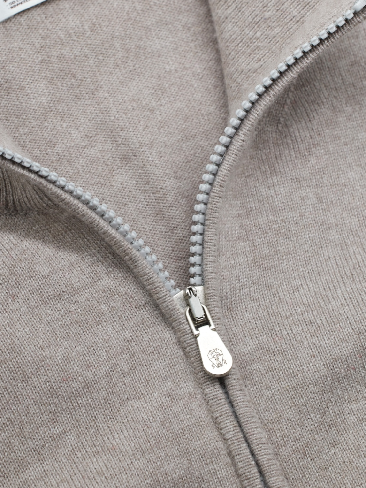 Brunello Cucinelli Light Brown Cashmere Half-Zip Sweater