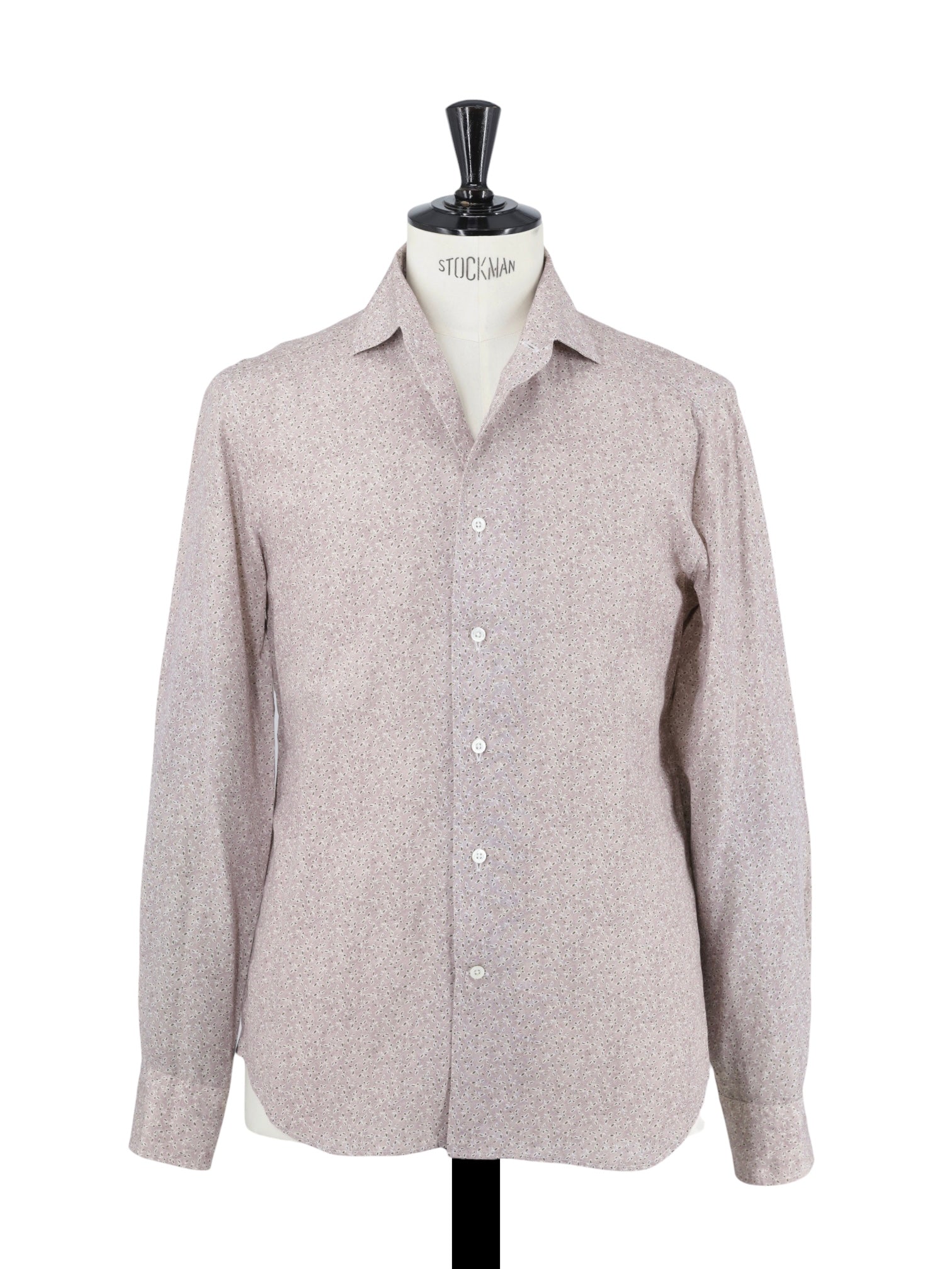 Corneliani Soft Pink & Olive Green Silk & Cotton Geometric Summer Shirt