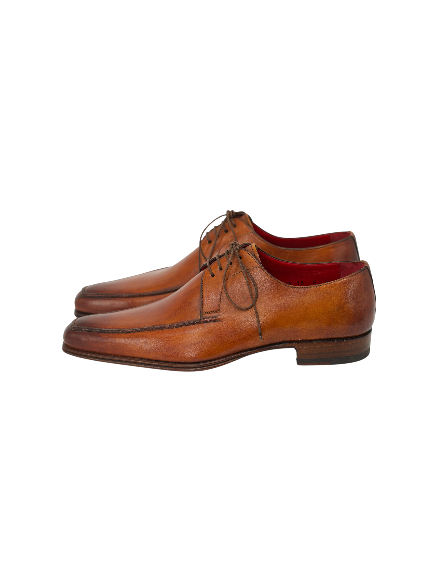 Santoni Cognac Brown Calfleather Handpainted Derby Shoes