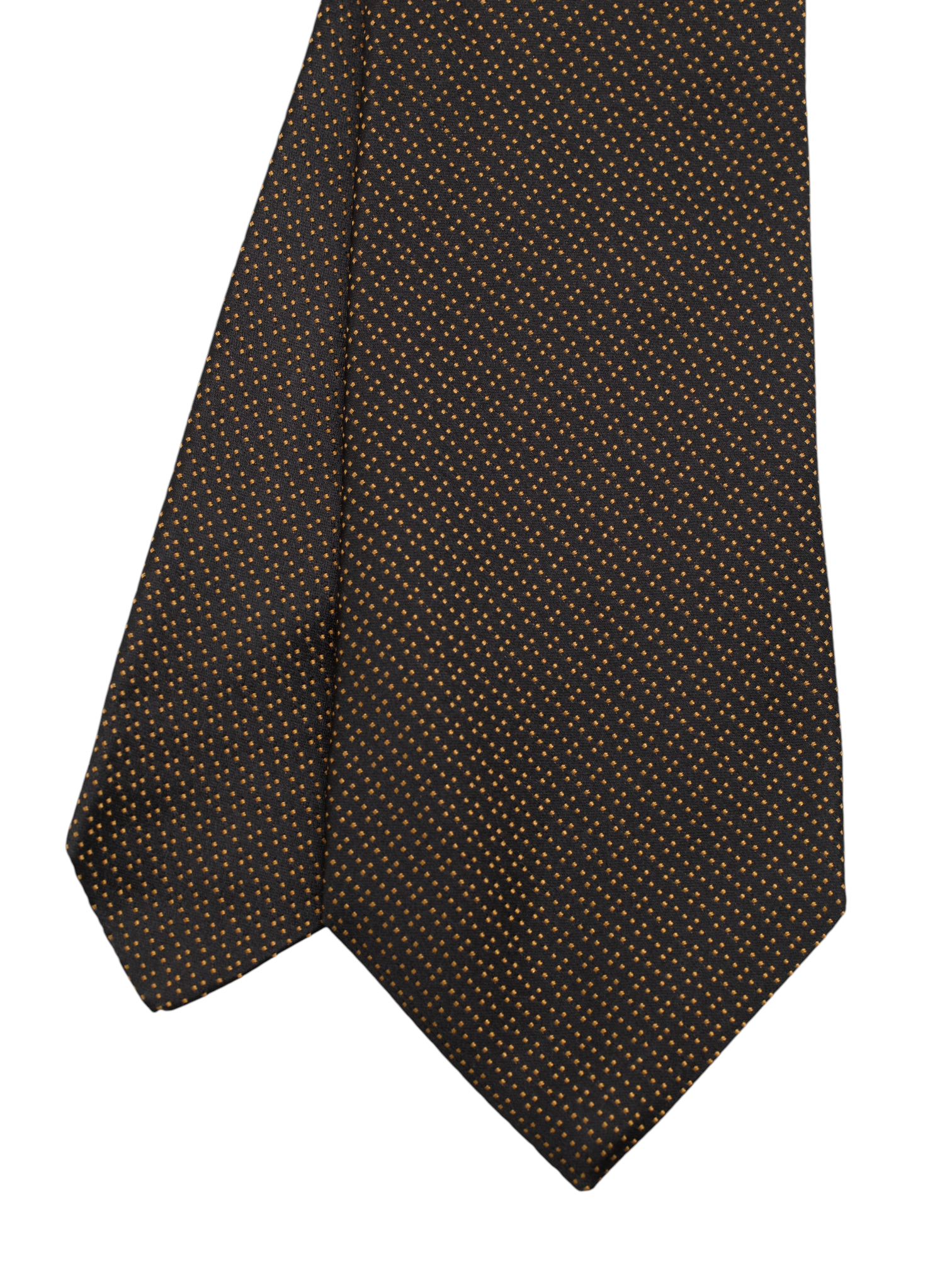 Kiton 5-Fold Dark Brown & Orange Silk Micro-Dot Tie