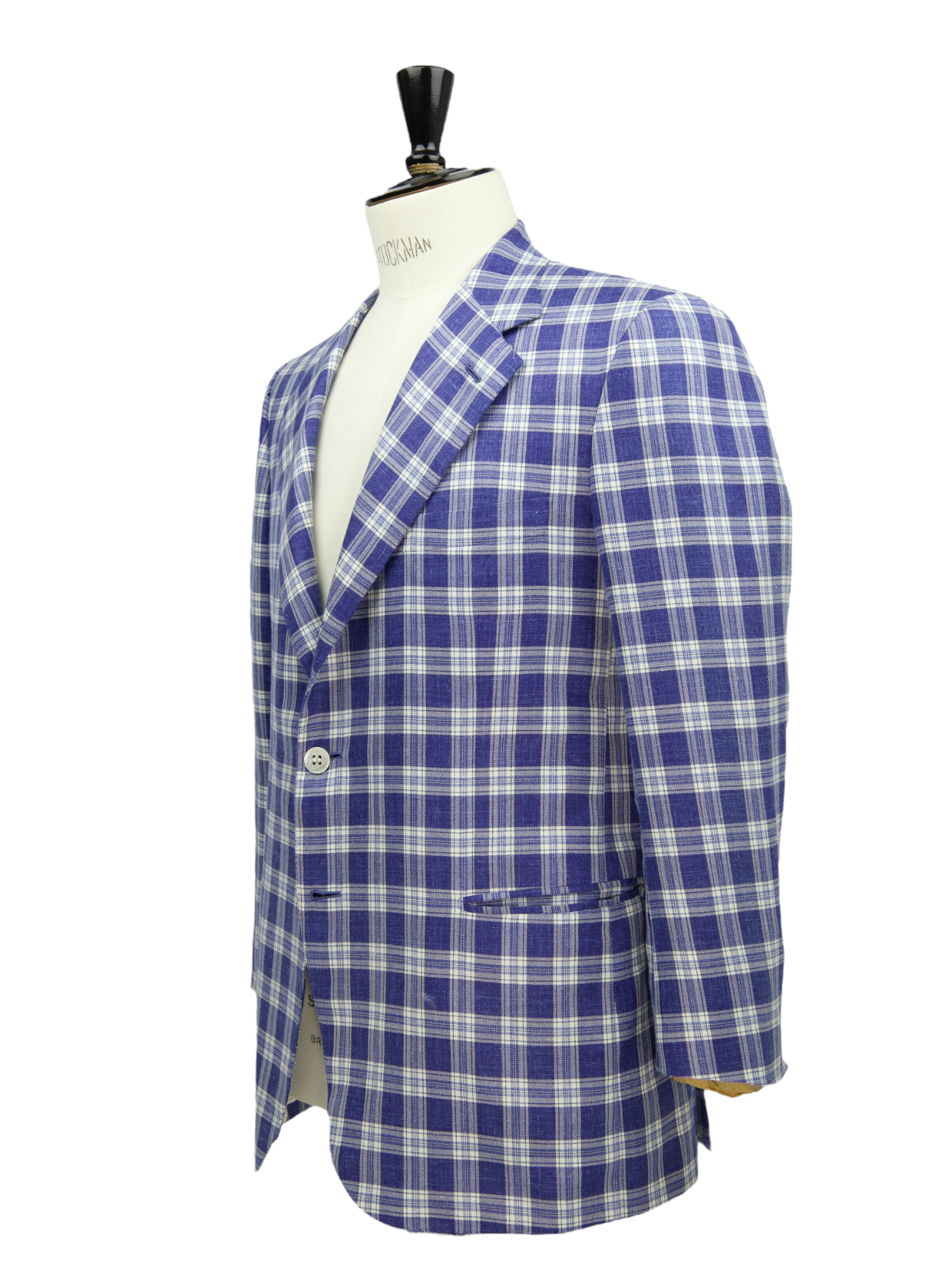 Brioni Denim Blue Wool, Silk & Linen Tartan Palatino Jacket