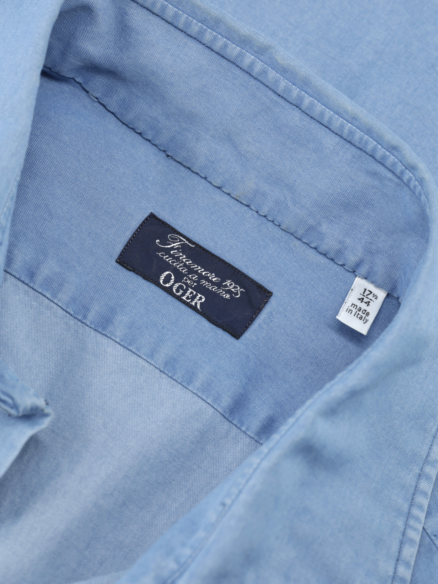 Finamore Light Blue Cotton Chambray Twill Shirt