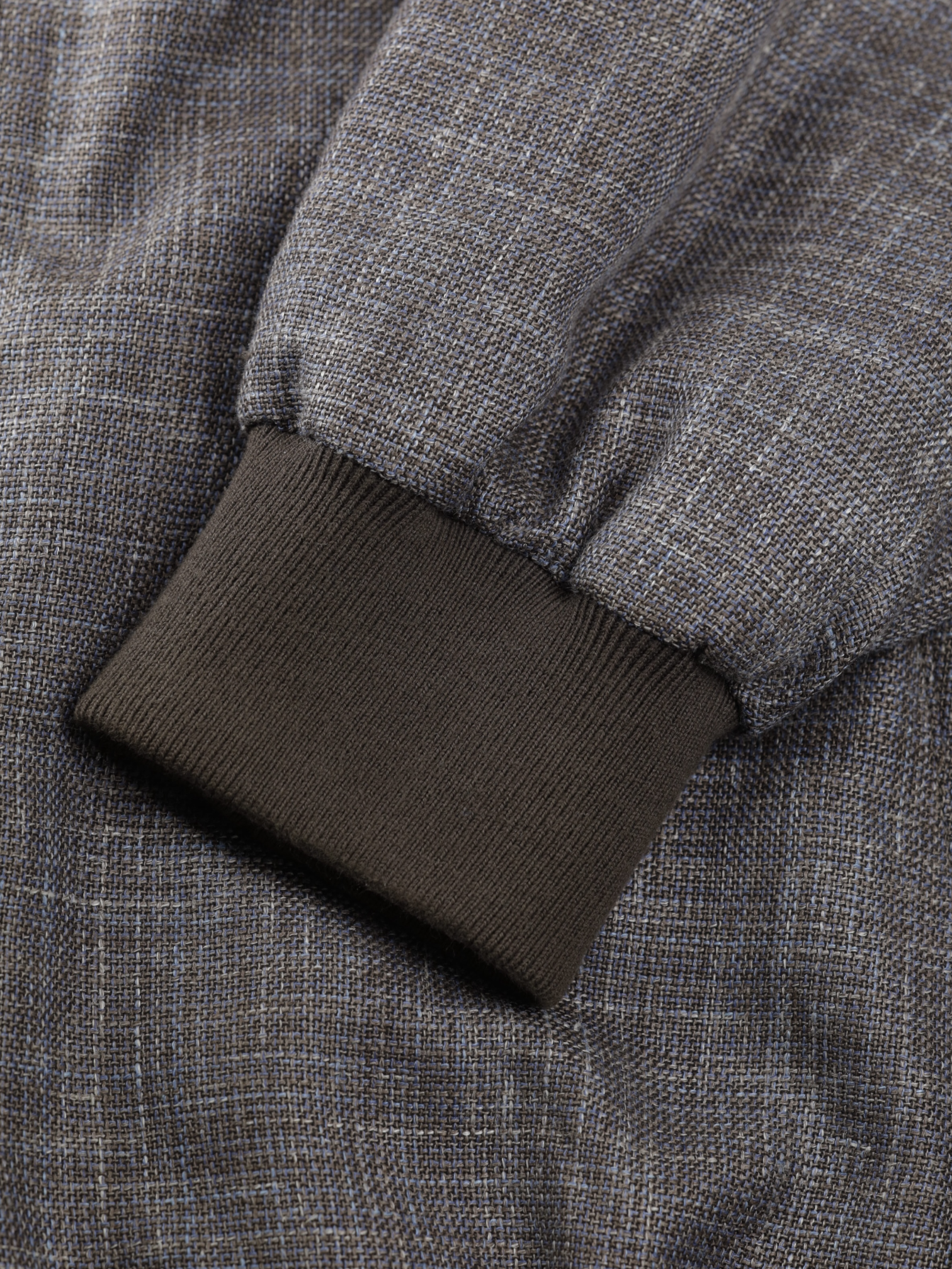Mandelli Light Brown & Ice Blue Wool, Silk & Linen Melange Summer Bomberjacket