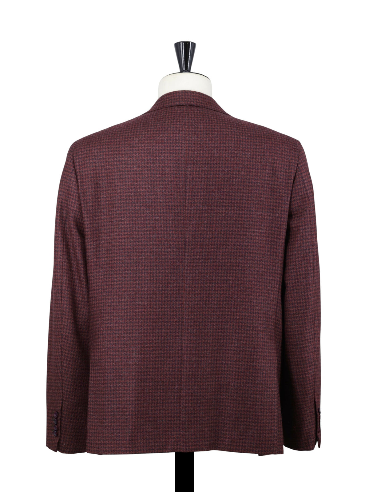 Sartorio Burgundy Softly-Brushed Wool Pied de Poule Jacket