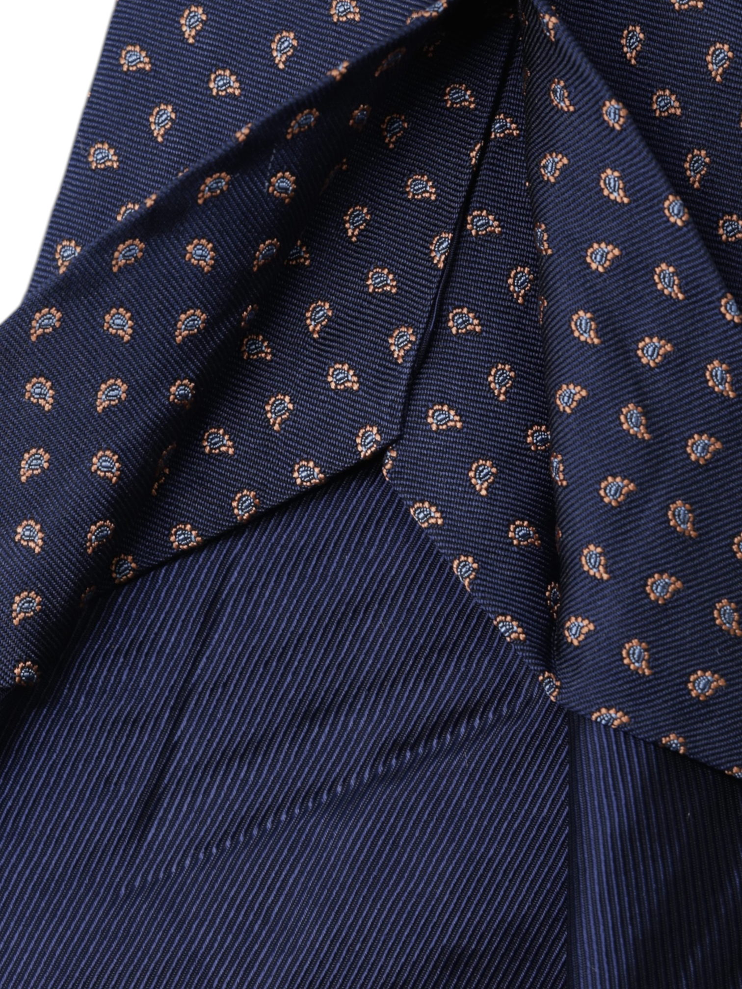 Kiton 5-Fold Navy & Orange Silk Paisley Tie
