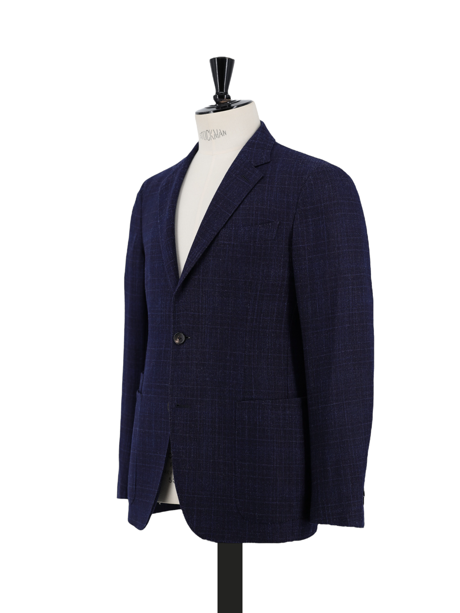 Ermenegildo Zegna Dark Blue Wool, Silk & Cashmere Melange Check Jacket
