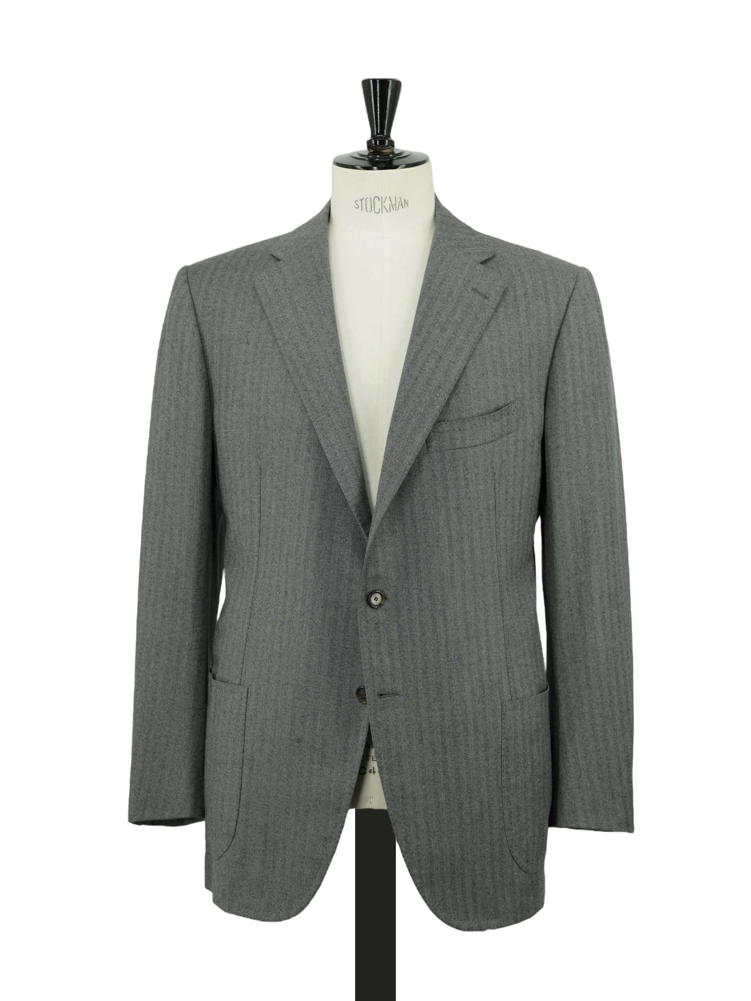 Cesare Attolini Grey Wool Herringbone Winter Jacket