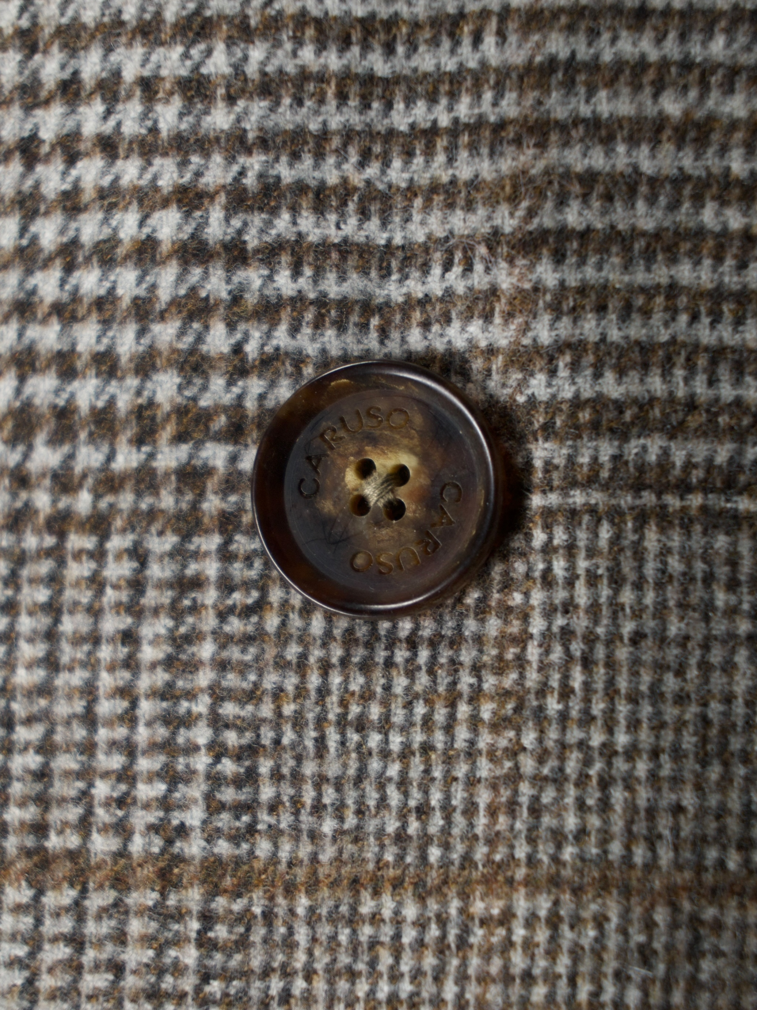 Caruso Light Brown Superfine "Zelander" Wool Prince of Wales Ulster Coat