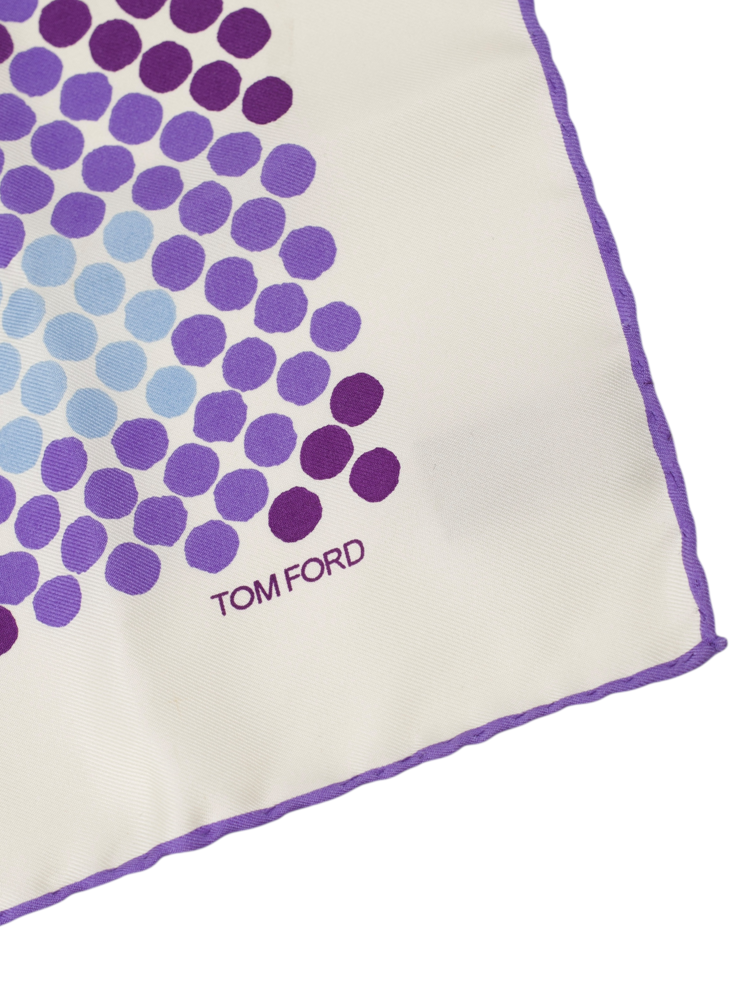 Tom Ford White & Purple Silk Geometric Pocket Square