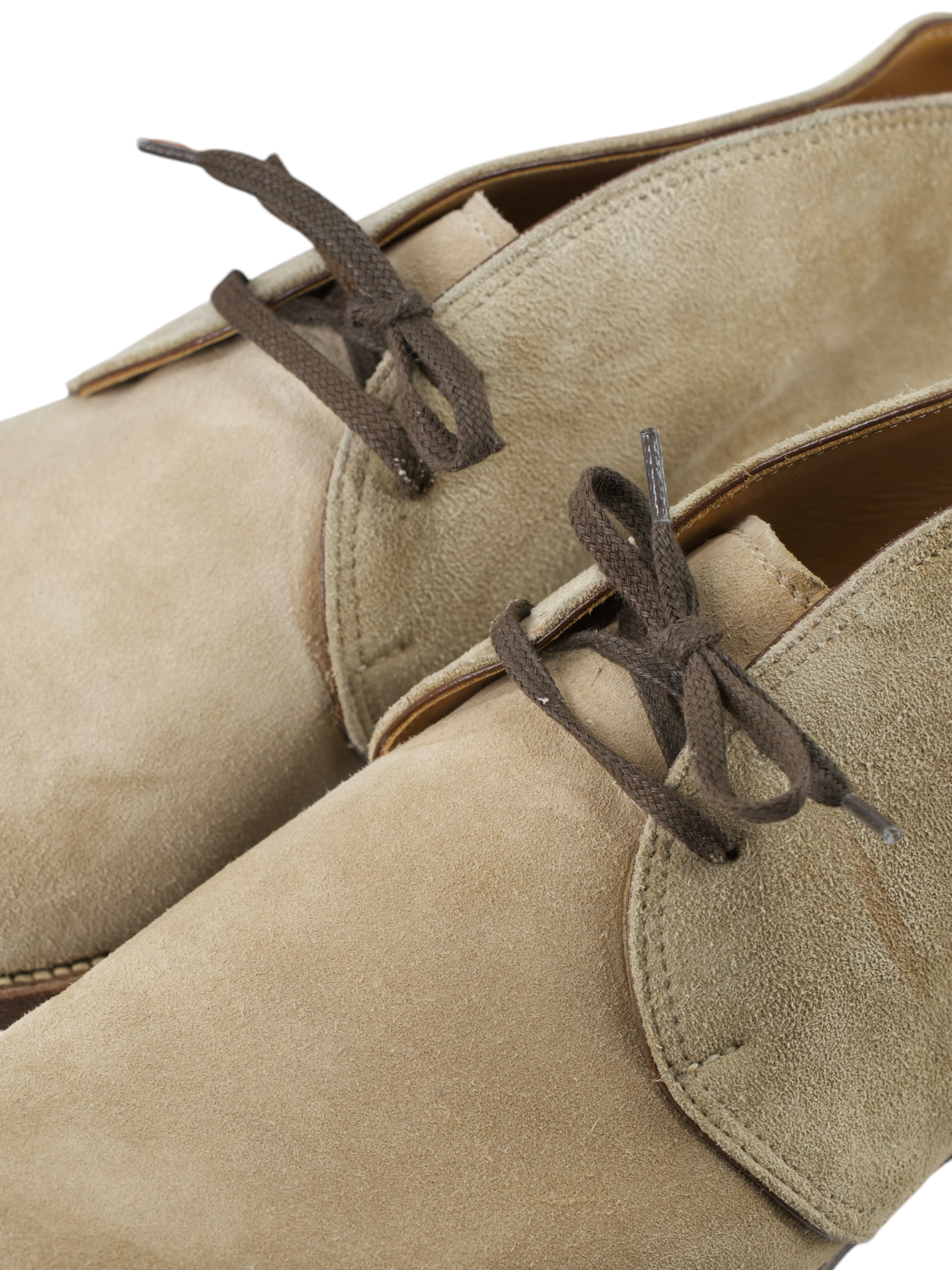 Saint Crispin's Beige Suede Curved-Topline Chukka Boots