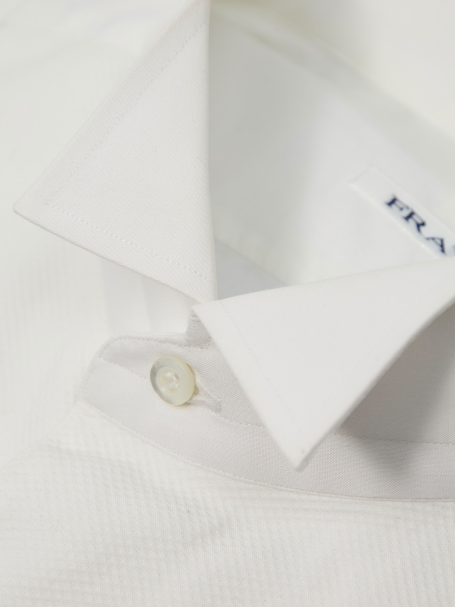 Fray White Wing Collar Cotton Tuxedo Shirt