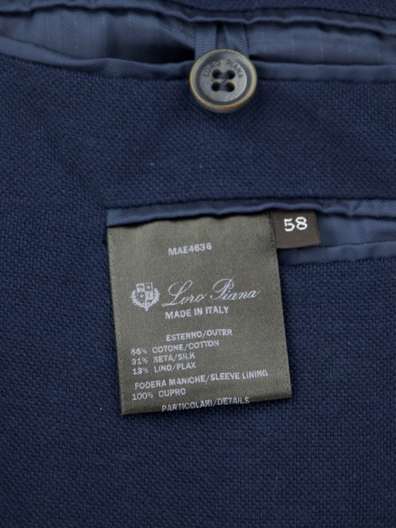 Loro Piana Navy Cotton, Silk & Linen Tricot Knitted Summer Jacket