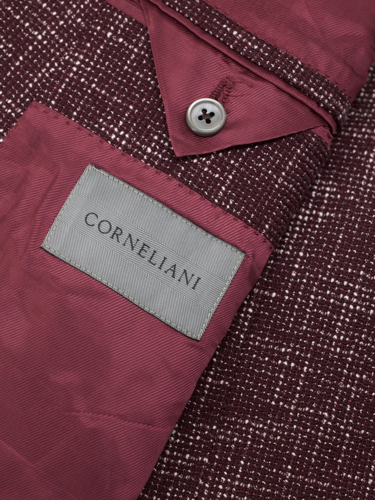 Corneliani Oxblood & White Speckled Wool, Cotton & Stretch "Gate" Jacket