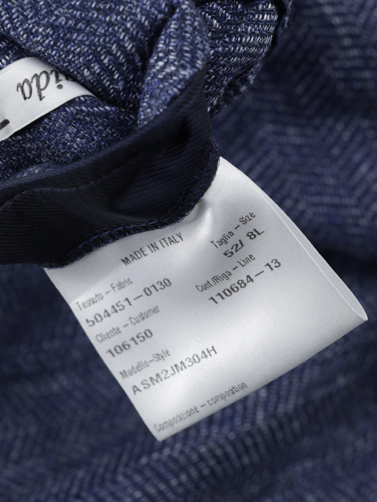 Caruso Denim Blue Linen & Cotton Herringbone Aida Jacket