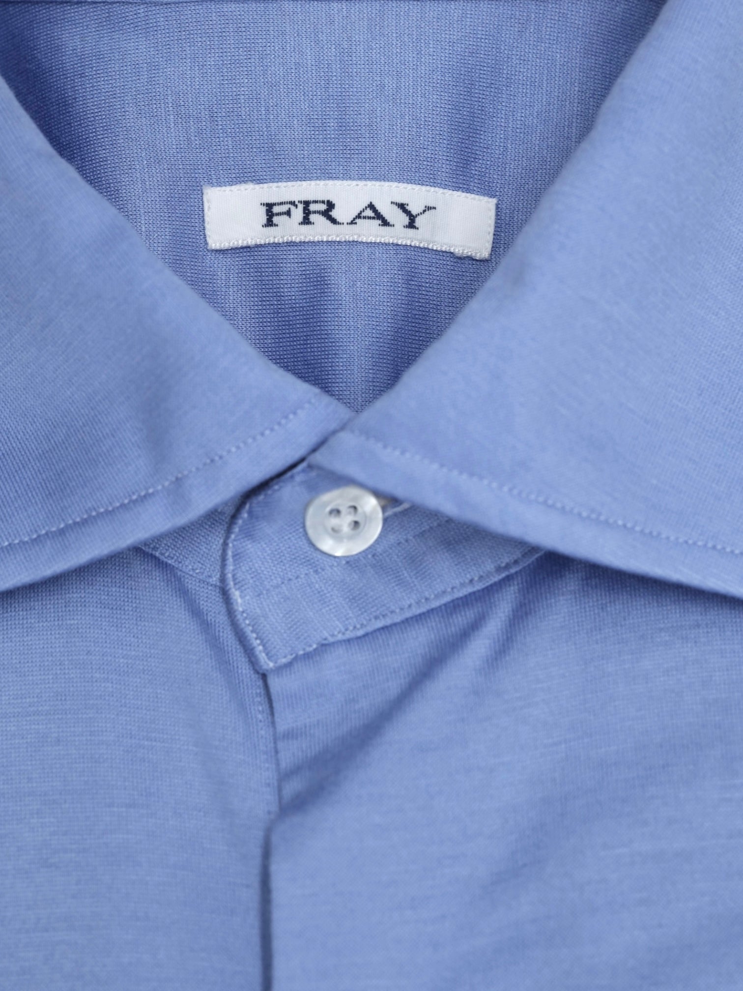 Fray Sky Blue Cotton Jersey-Knitted "Gabriel" Shirt