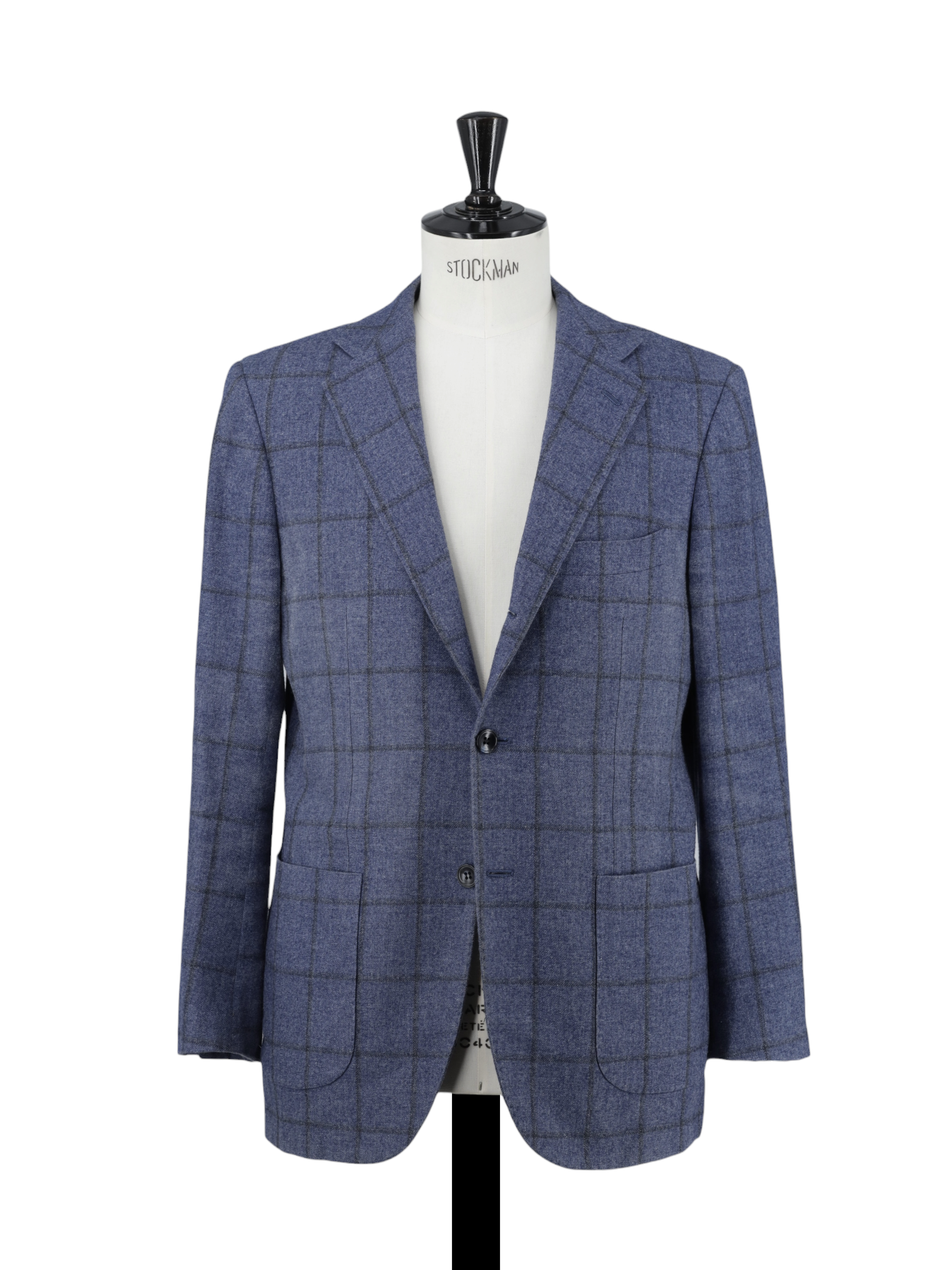 Kiton Blue Wool, Cotton & Silk Windowpane Jacket