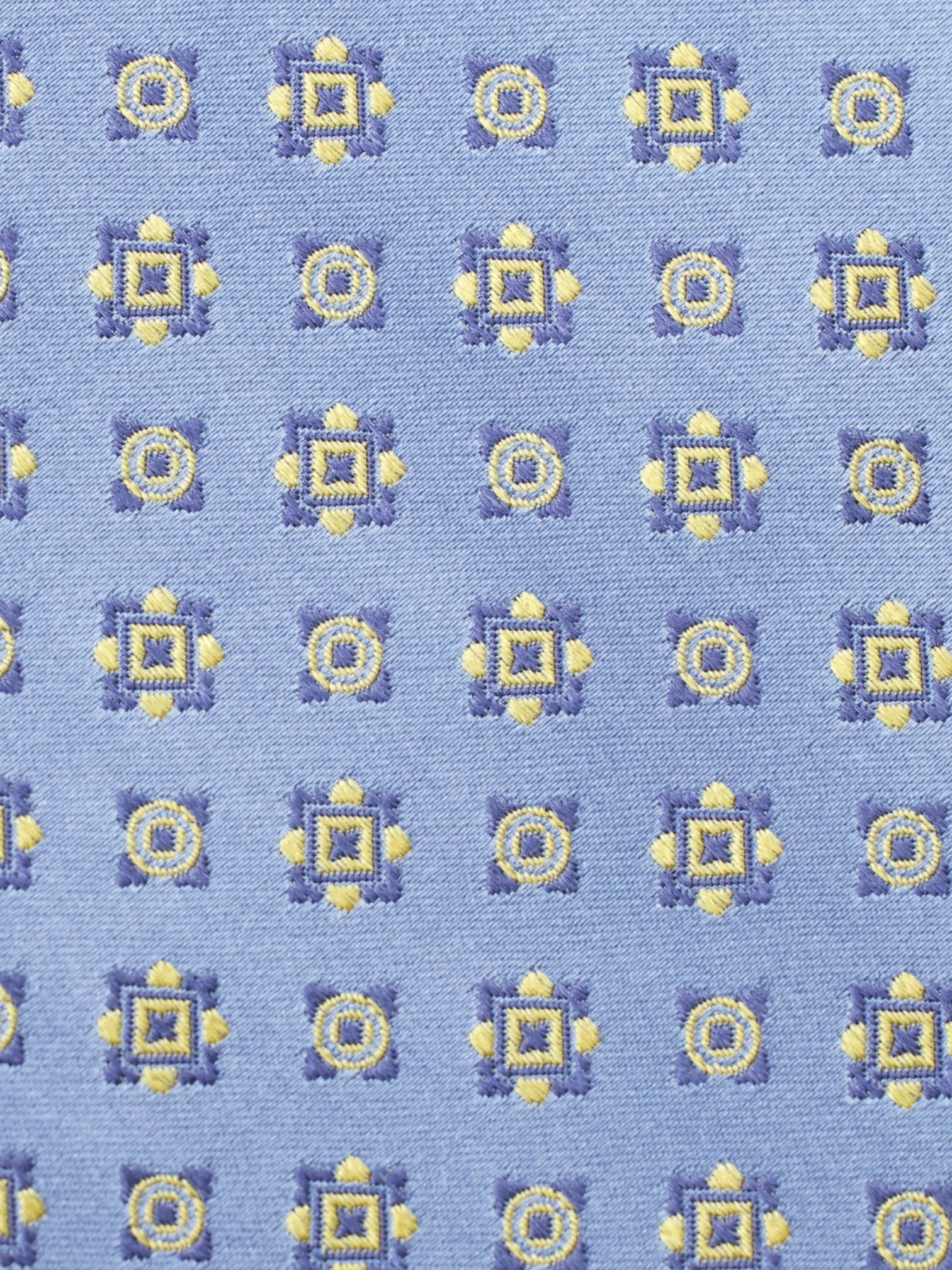 Kiton 5-Fold Light Blue & Yellow Silk Vintage Pattern Tie