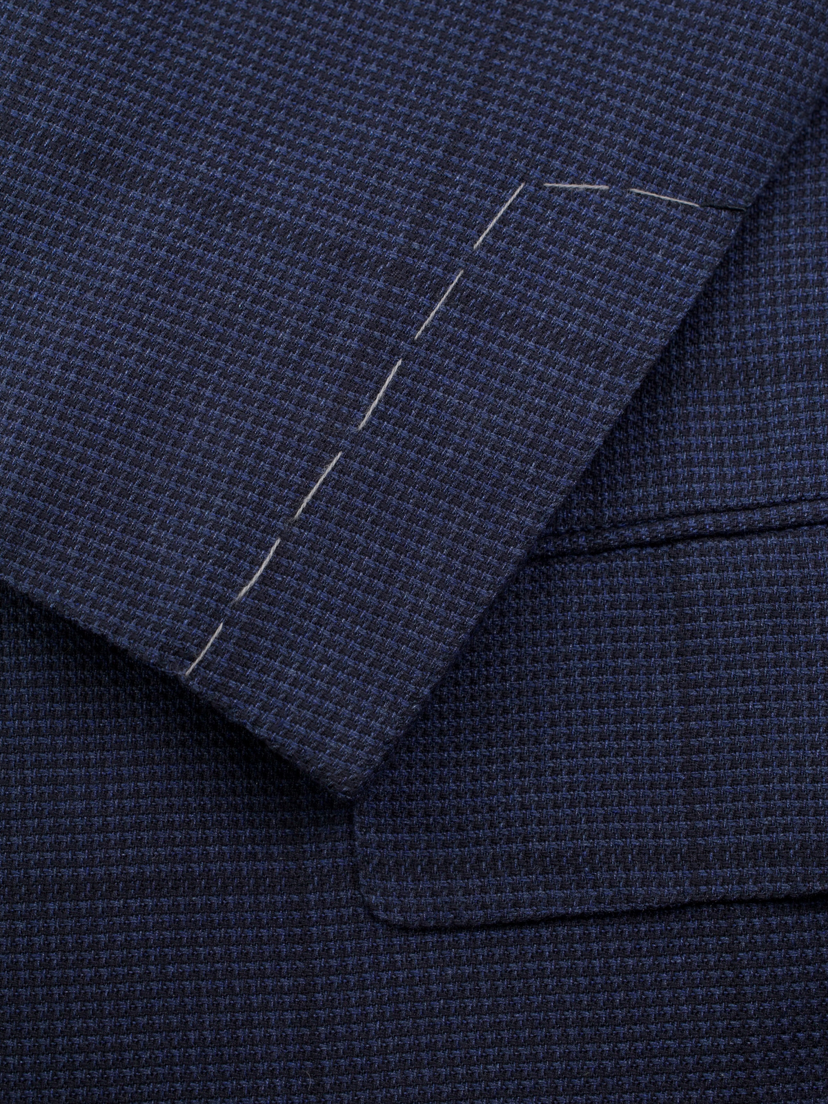 Tom Ford Dark Blue Pure Silk Basket-Weave Windowpane Jacket