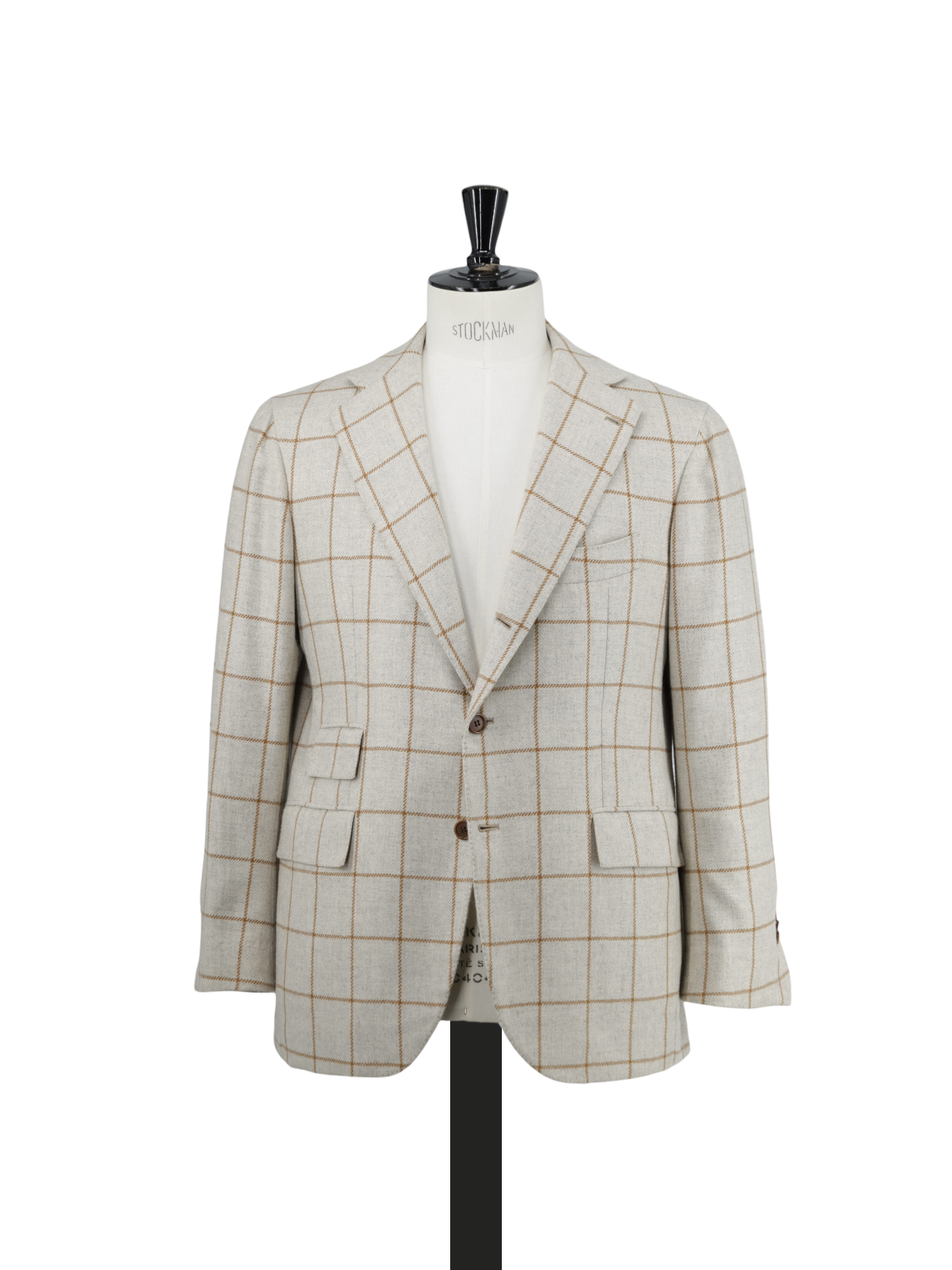 Orazio Luciano Oatmeal & Brown Pure Cashmere Windowpane Jacket
