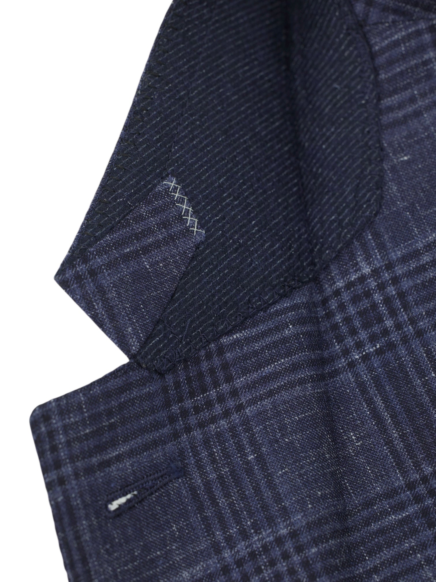 Ermenegildo Zegna Dark Blue Cashmere, Silk & Linen Prince of Wales Milano Easy Jacket
