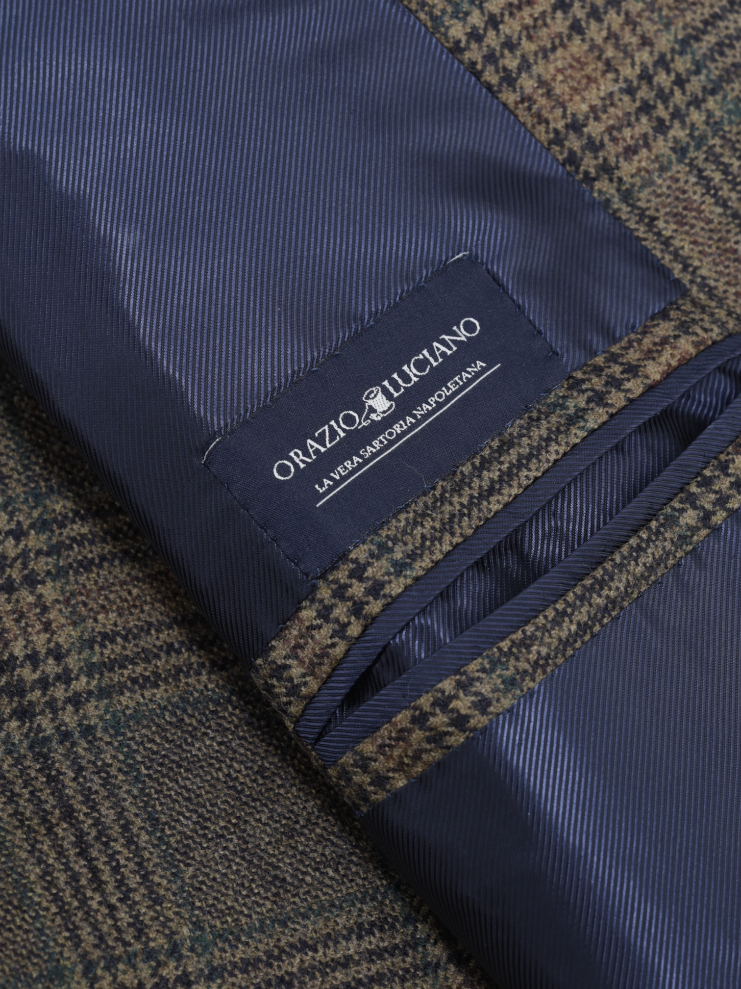 Orazio Luciano Light Brown & Green Wool & Cashmere Glenplaid Jacket