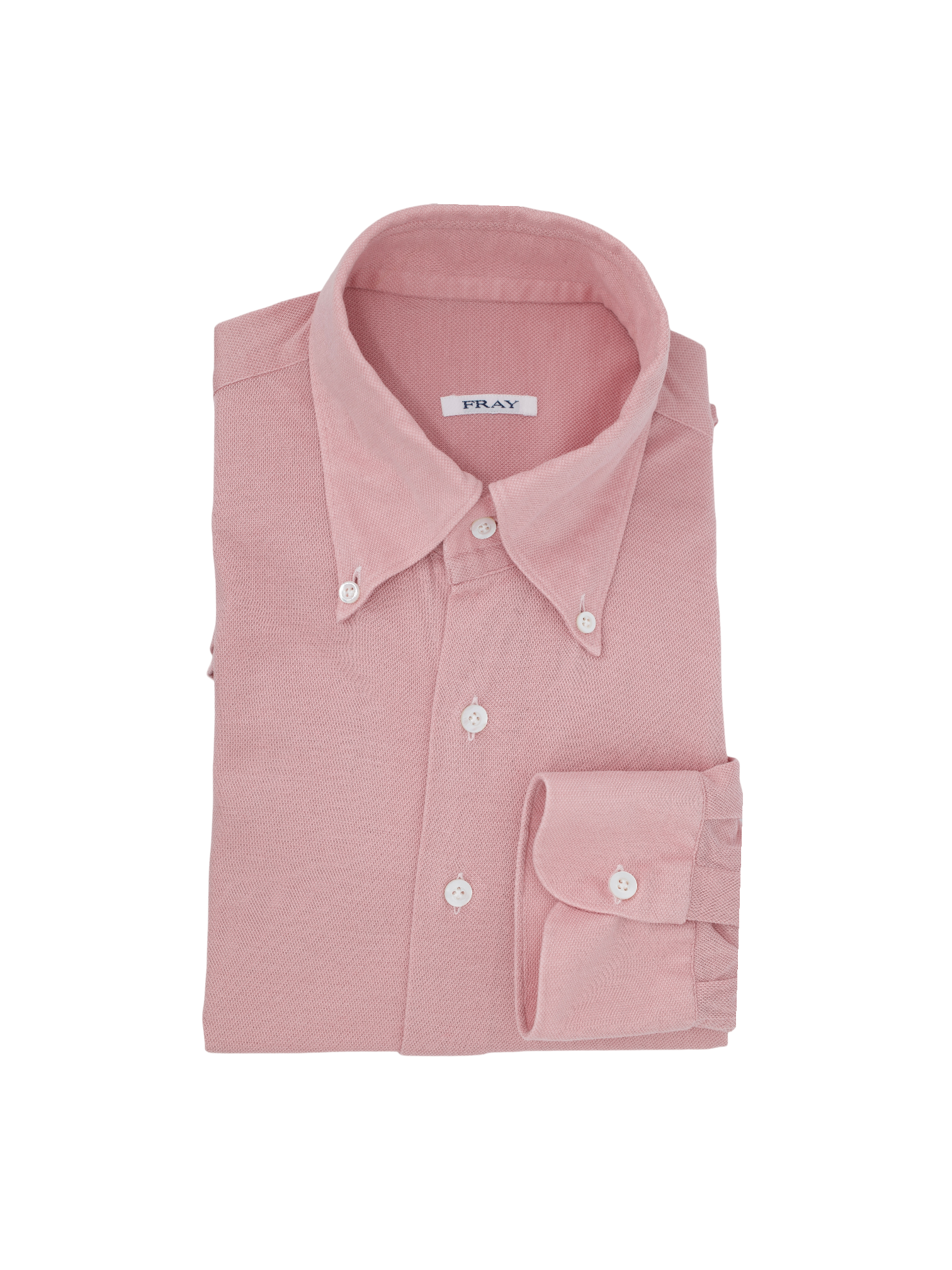 Fray Pink Cotton Piqué Knitted Button-Down Shirt