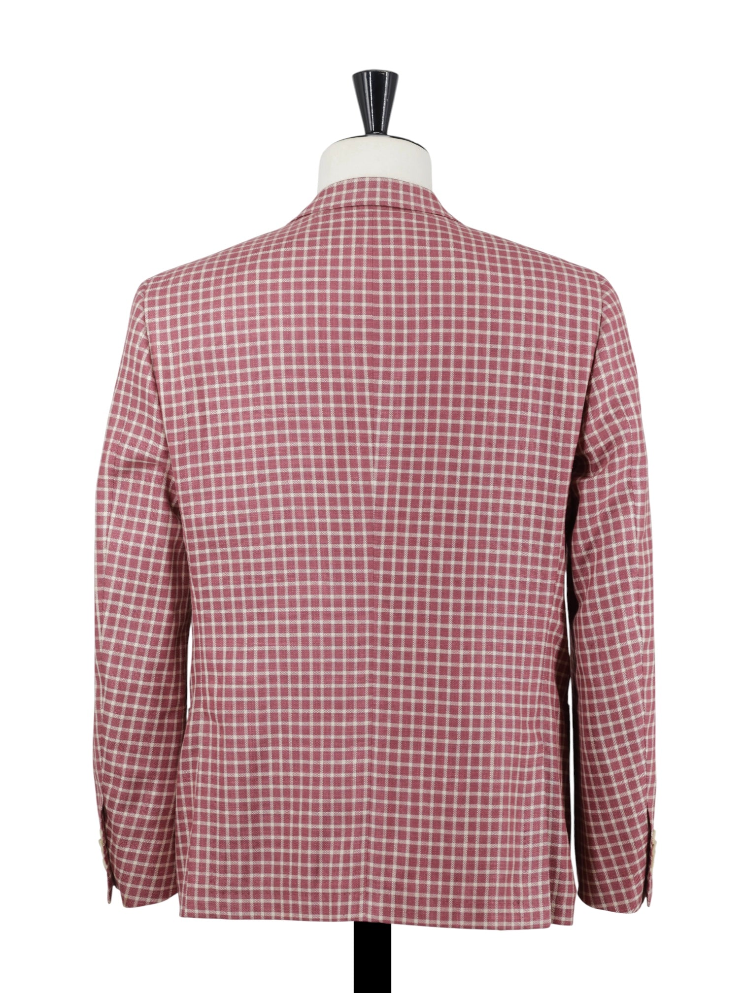 Corneliani Red & White Silk & Wool Checkered Academy Jacket