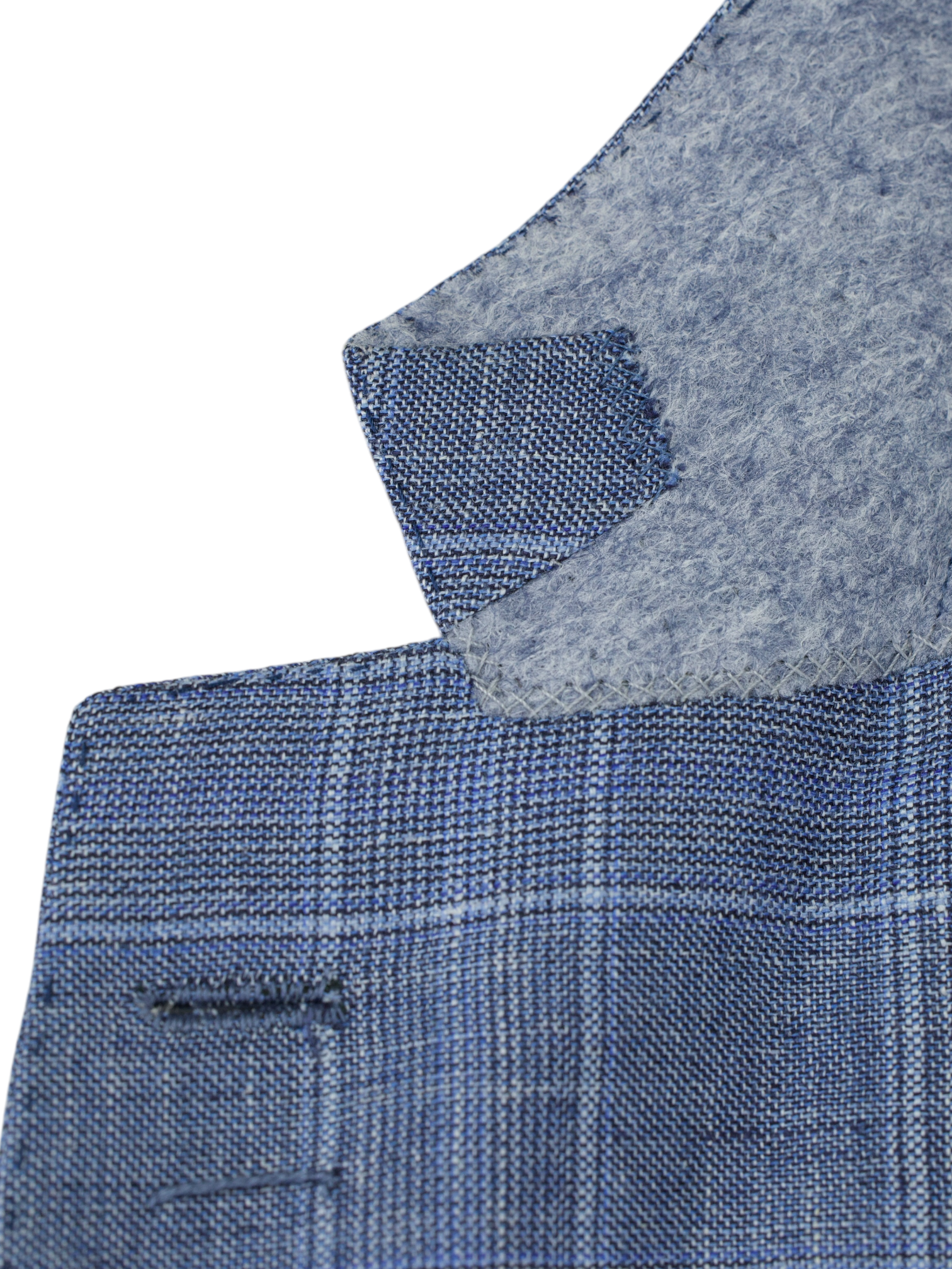 Cesare Attolini Steel Blue Cashmere, Silk & Linen Prince of Wales Jacket
