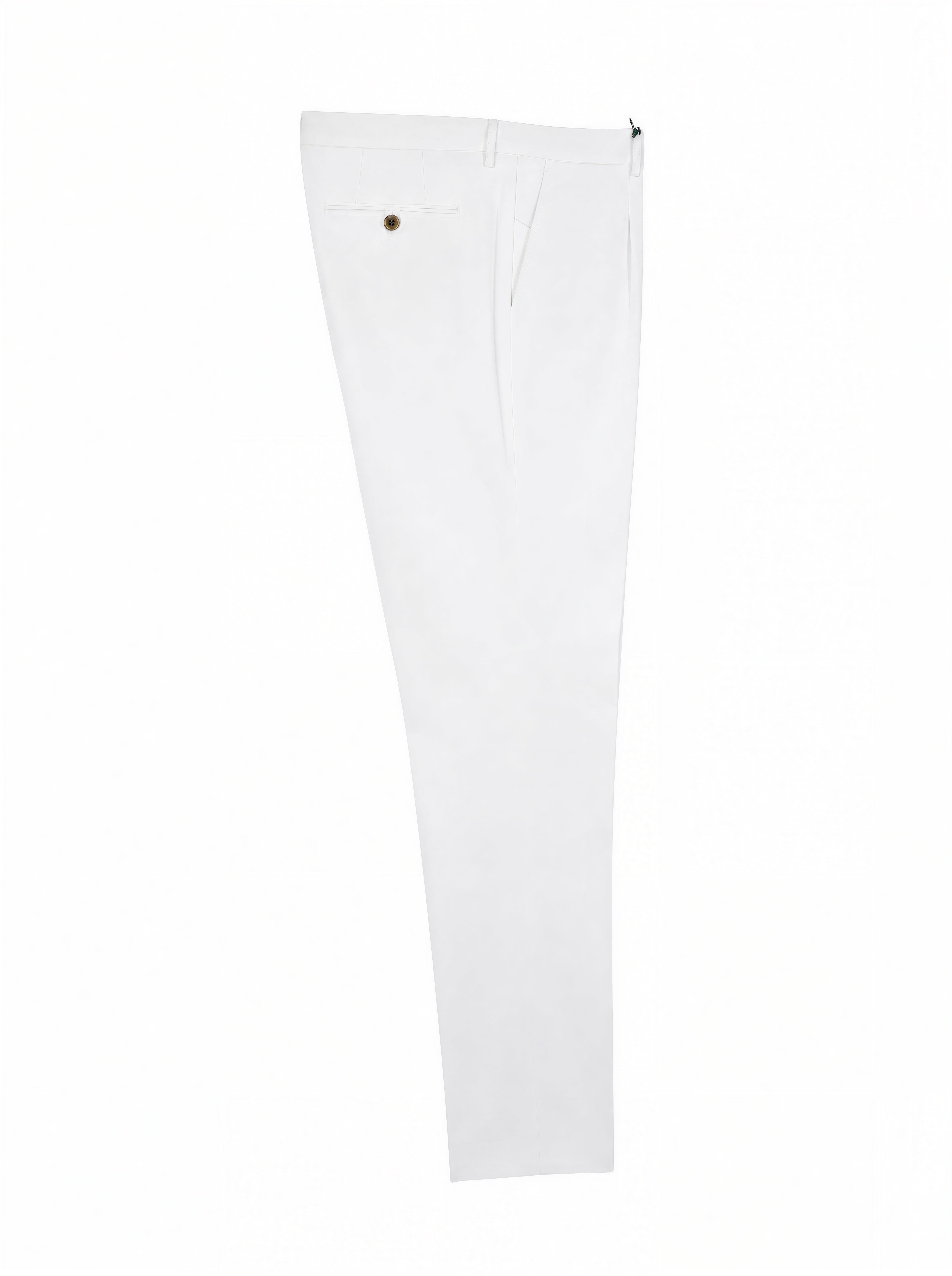 Berwich White Cotton-Stretch Single Pleated Trousers
