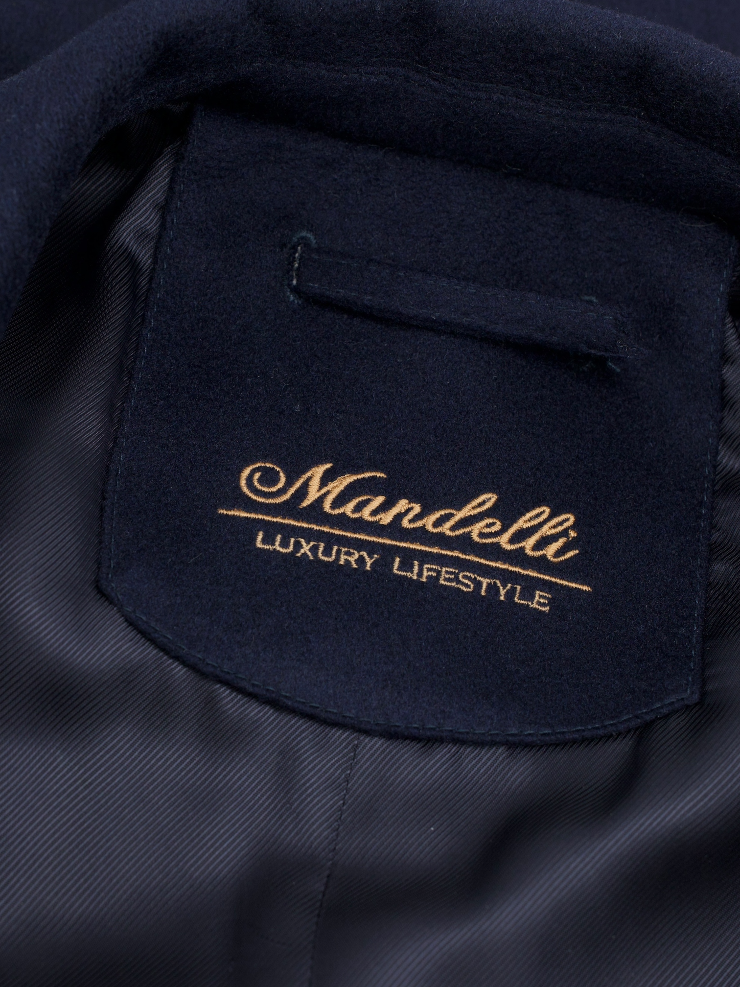 Mandelli Navy Pure-Cashmere "Green Storm-System" Overcoat