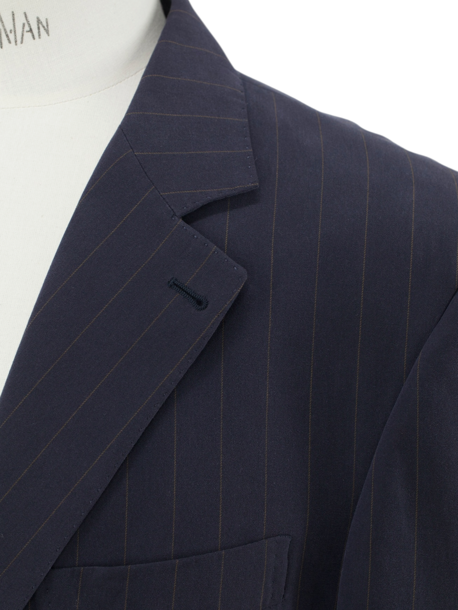 Brunello Cucinelli Navy Cotton Pinstripe Elbow-Patch Jacket