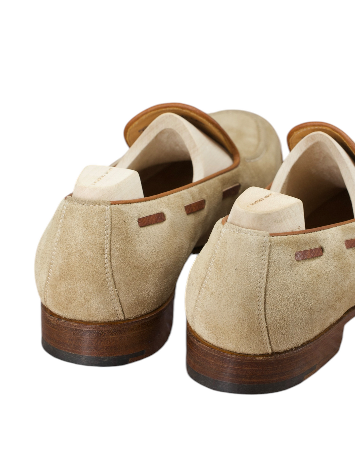 Saint Crispin's Beige Suede Norwegian X-Stitch Loafer